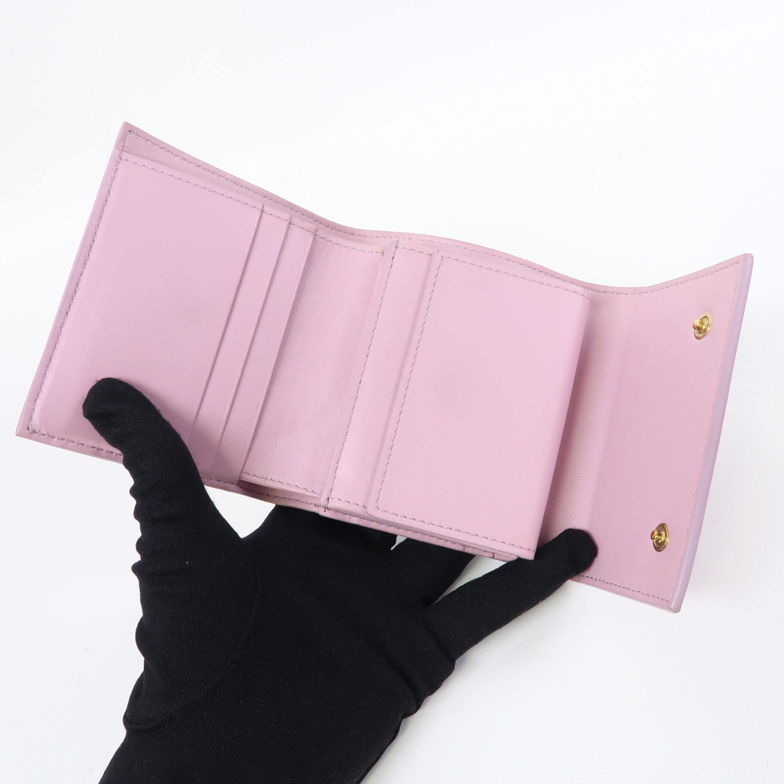 CELINE 牛皮皮革Wallet金扣錢包粉紅色