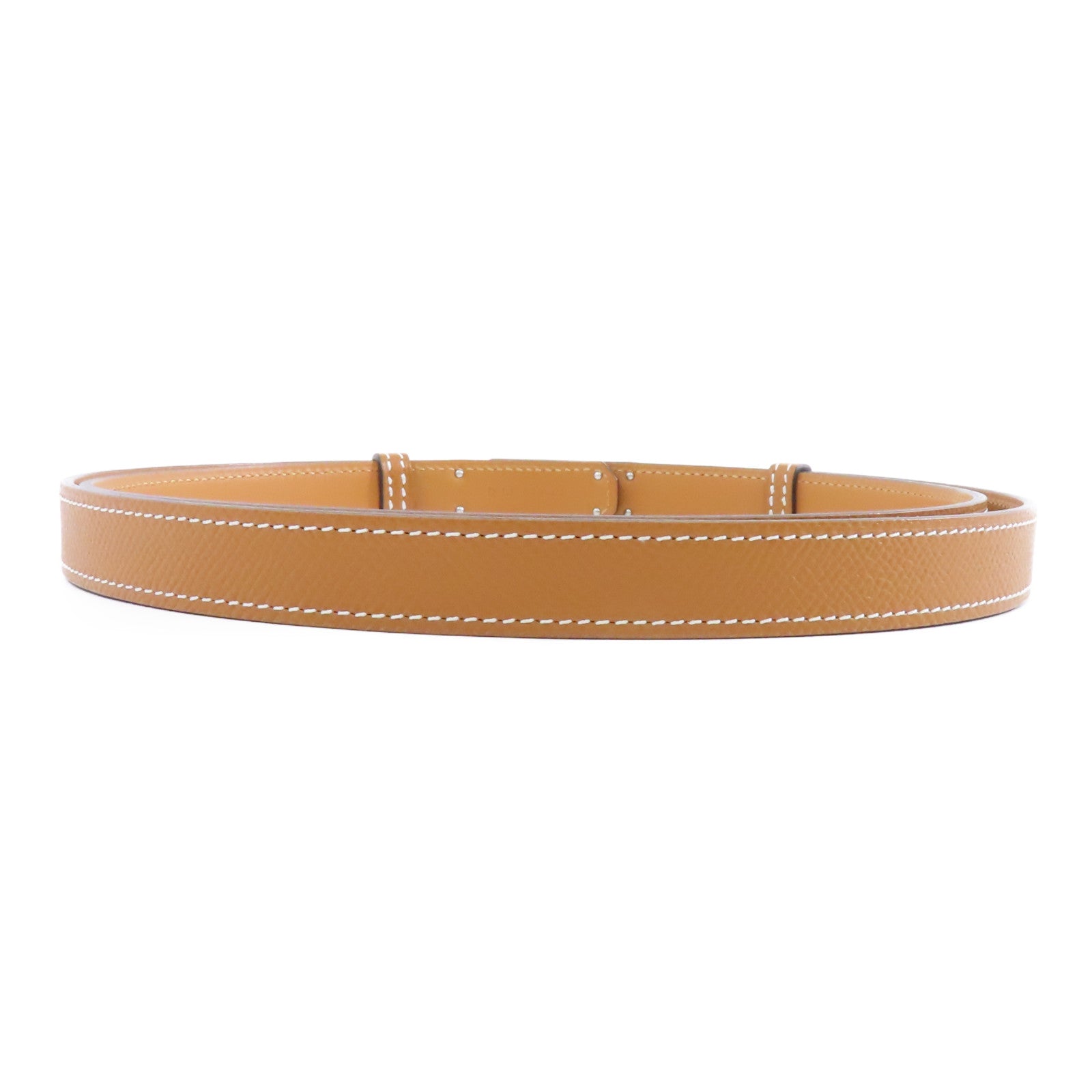 HERMES Epsom皮革Kelly Belt銀扣皮帶Gold/啡色