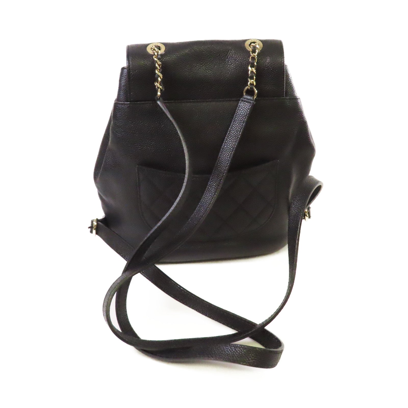 CHANEL 【激減優惠】菱格Caviar皮革Backpack金扣背包黑色