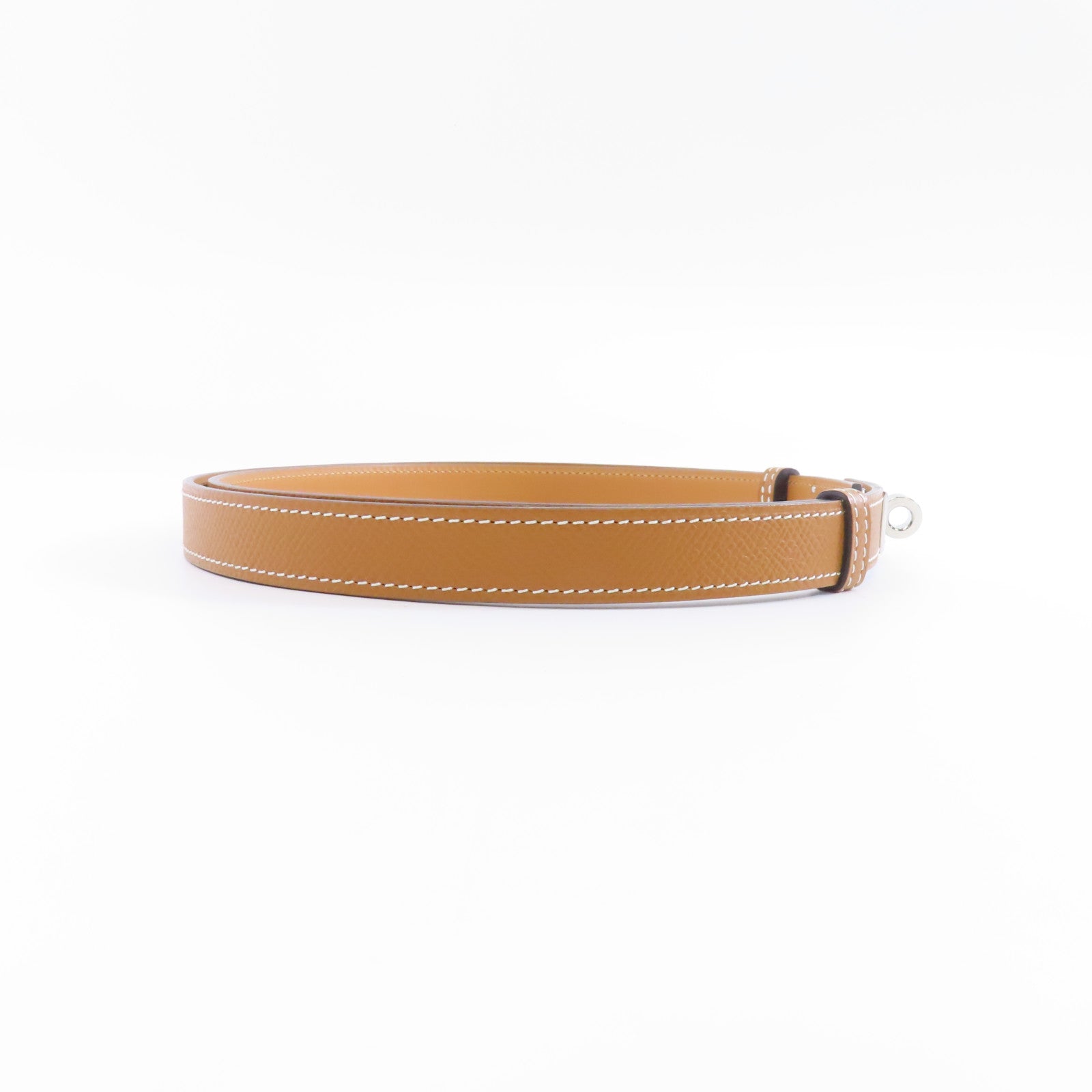 HERMES Epsom皮革Kelly Belt銀扣皮帶Gold/啡色