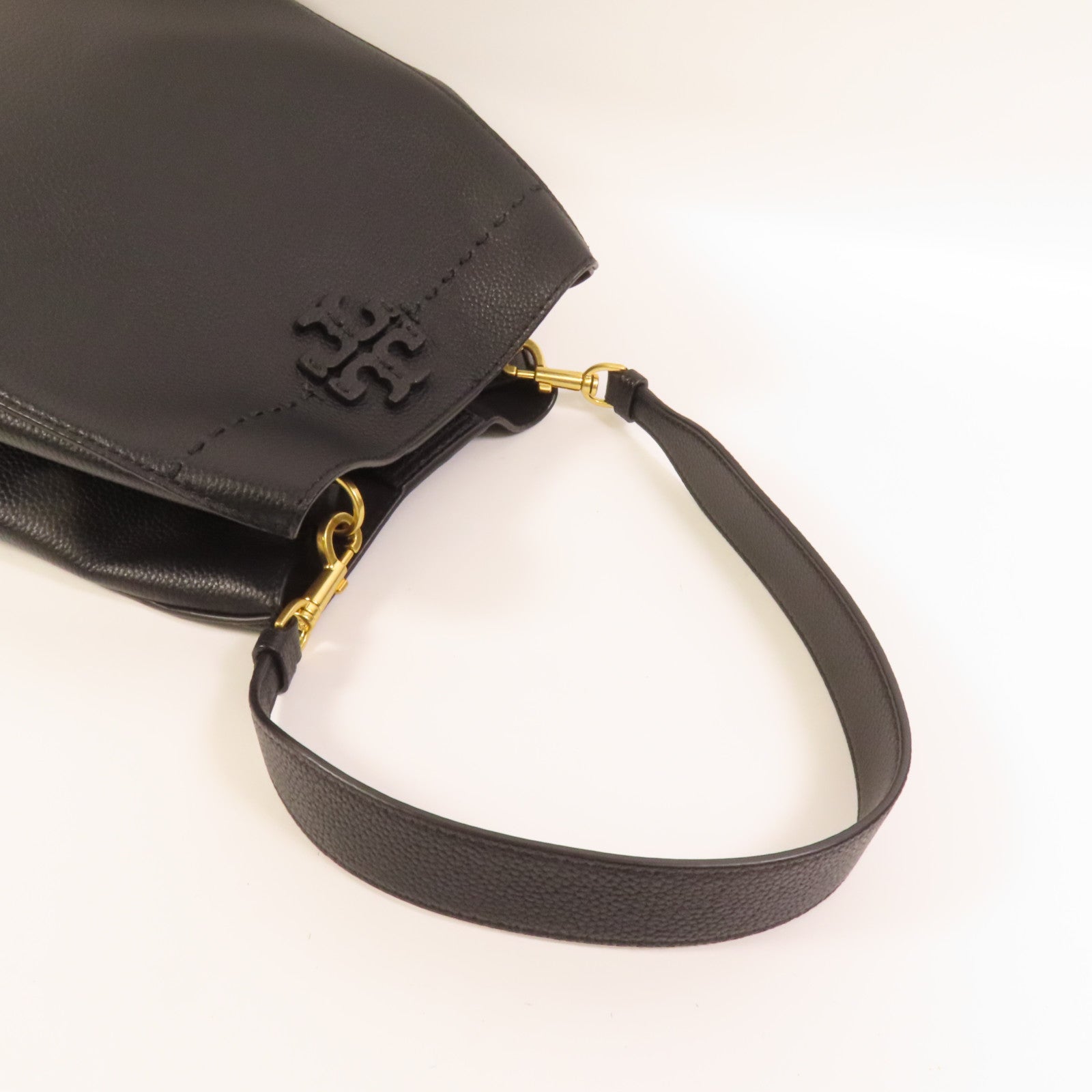 Tory Burch 牛皮皮革Bucket Bag金扣肩背袋