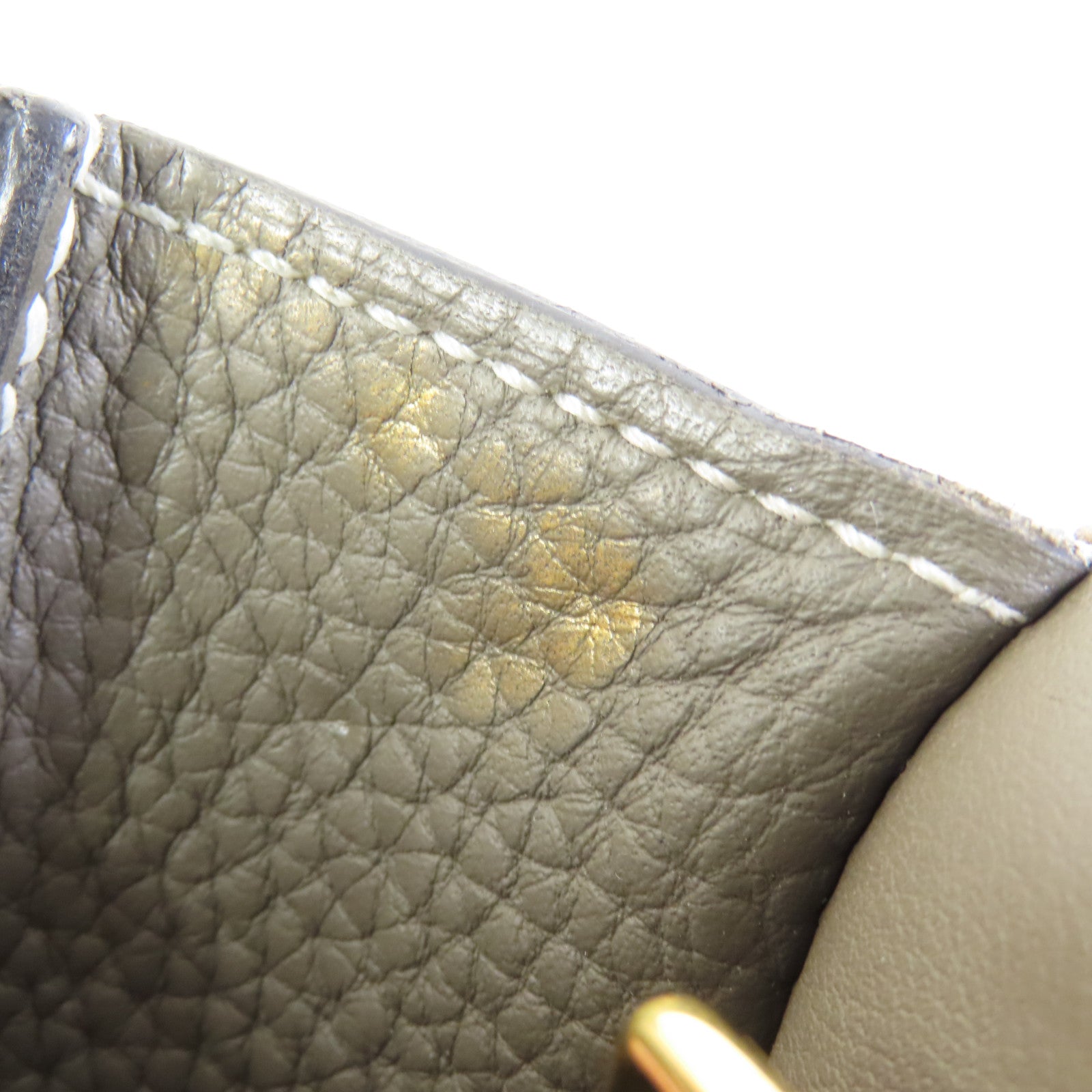 HERMES Clemence皮革Halzan 31金扣手挽肩背兩用袋Etain