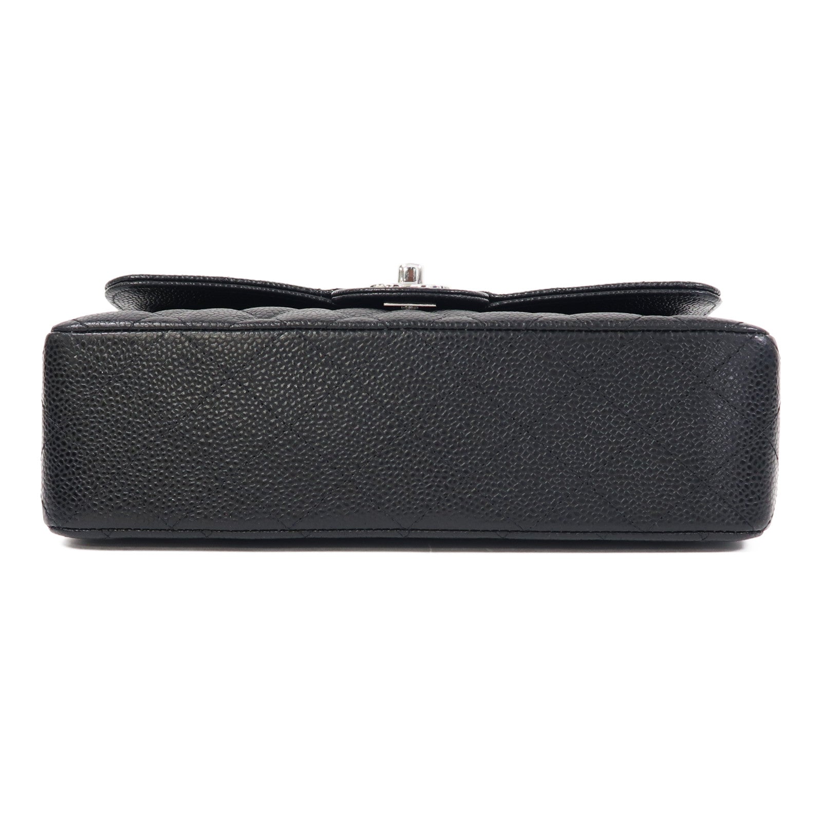 CHANEL Caviar皮革Classic 23銀扣鏈帶肩背袋黑色