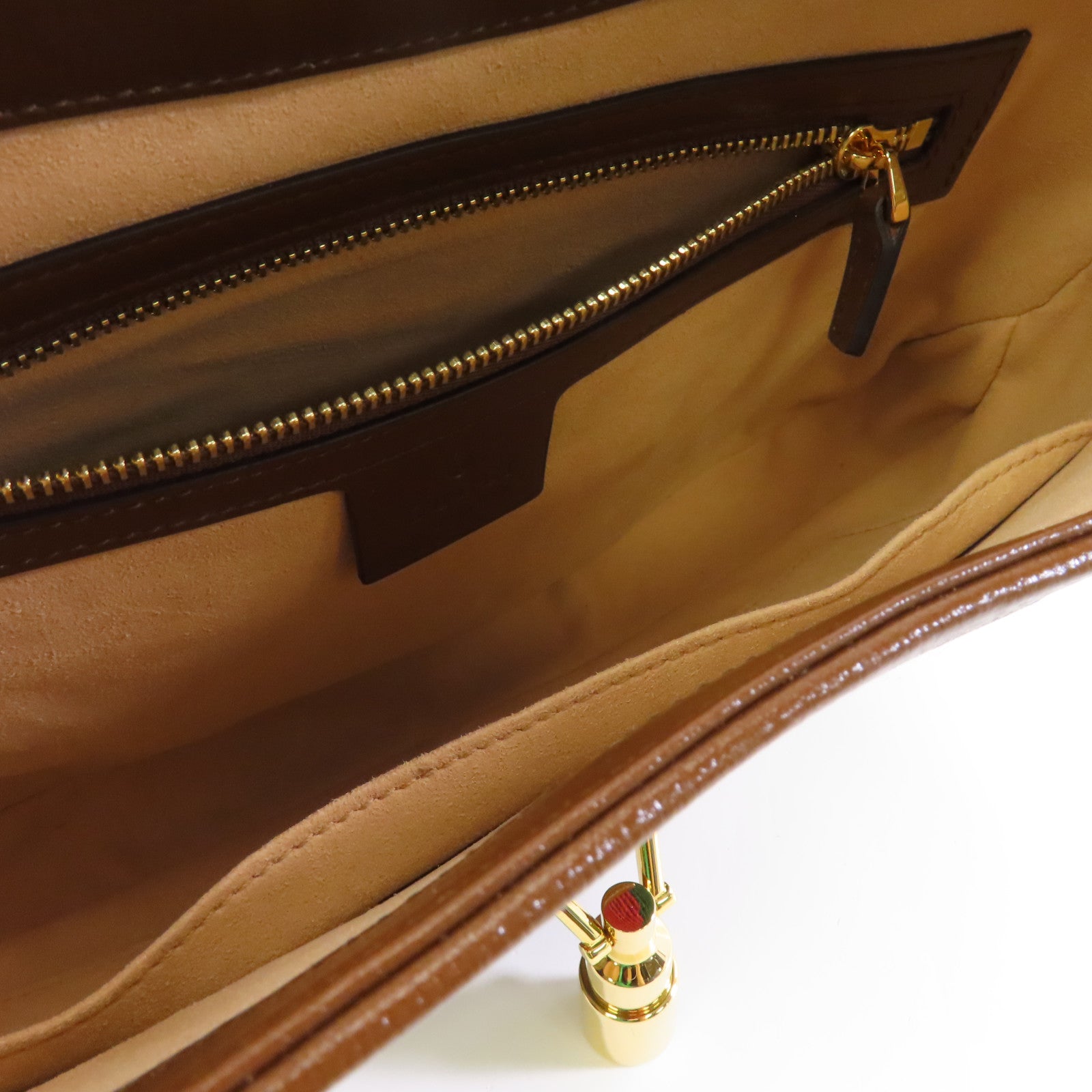 GUCCI 塗層帆布/皮革2 Way Shoulder金扣肩背兩用袋啡色