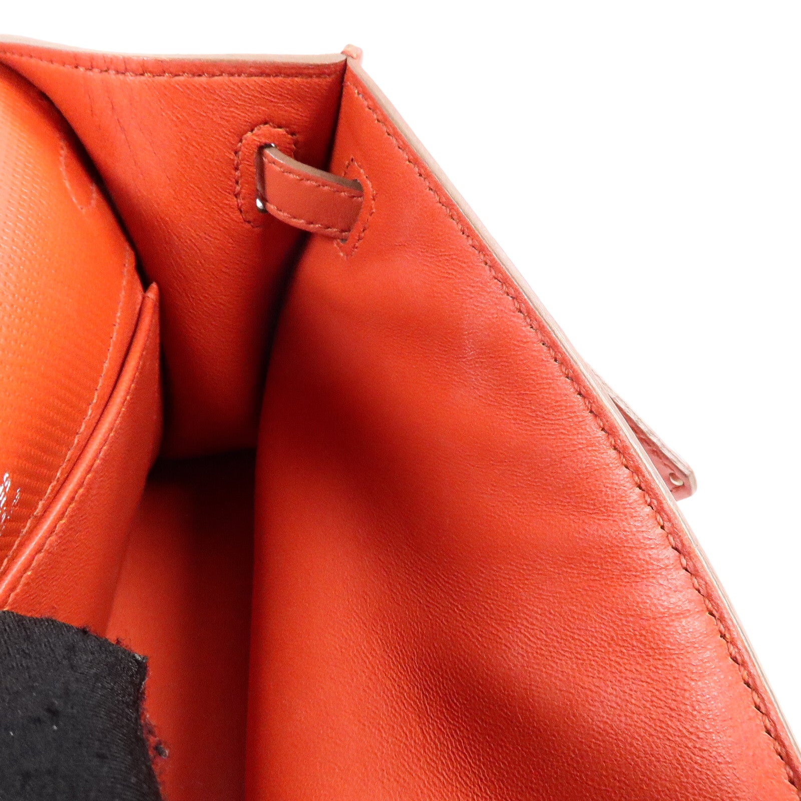 HERMES Swift皮革Kelly Pochette手挽袋Capucine/Rouge Pivo