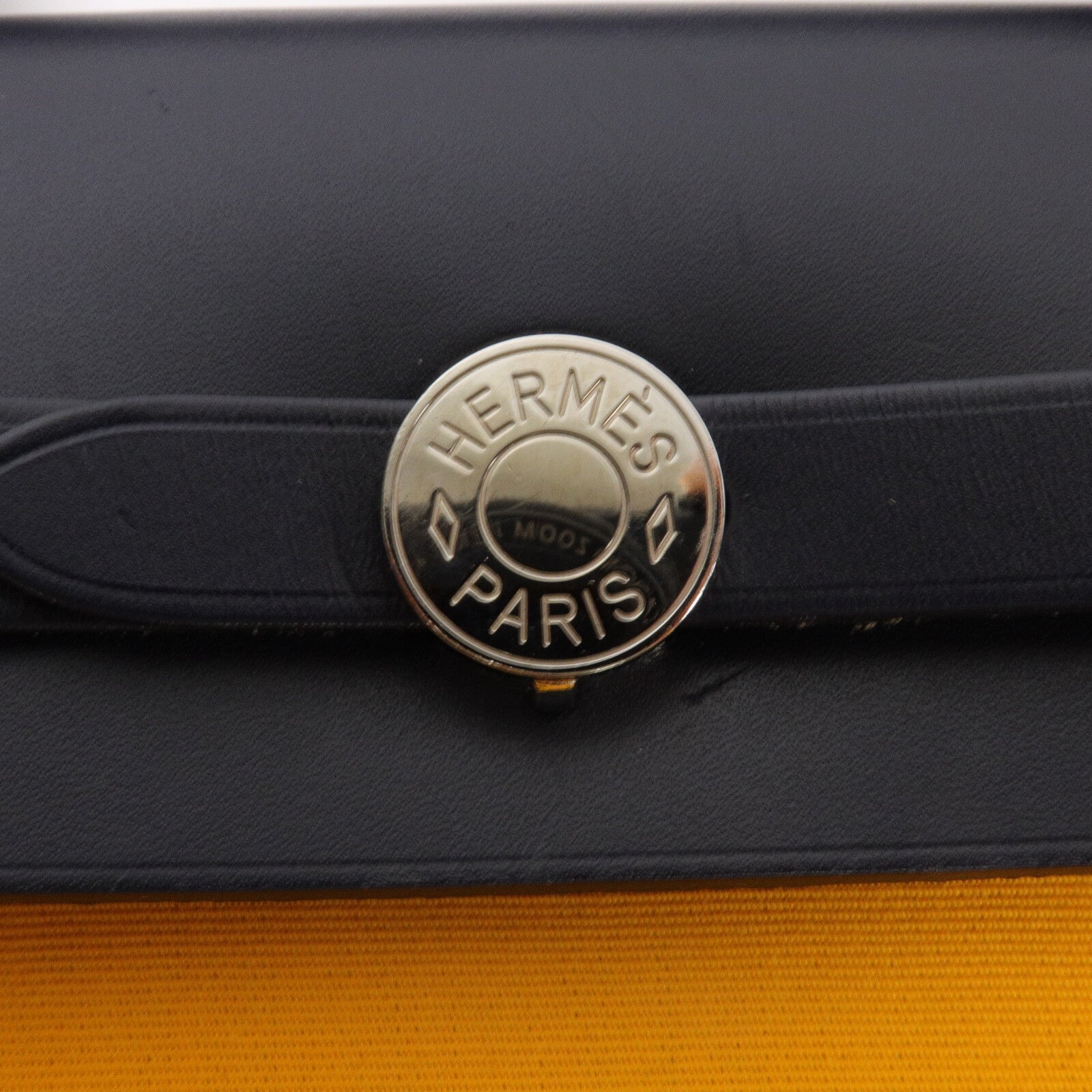 HERMES 帆布Herbag PM手挽肩背兩用袋Jaune D'Or