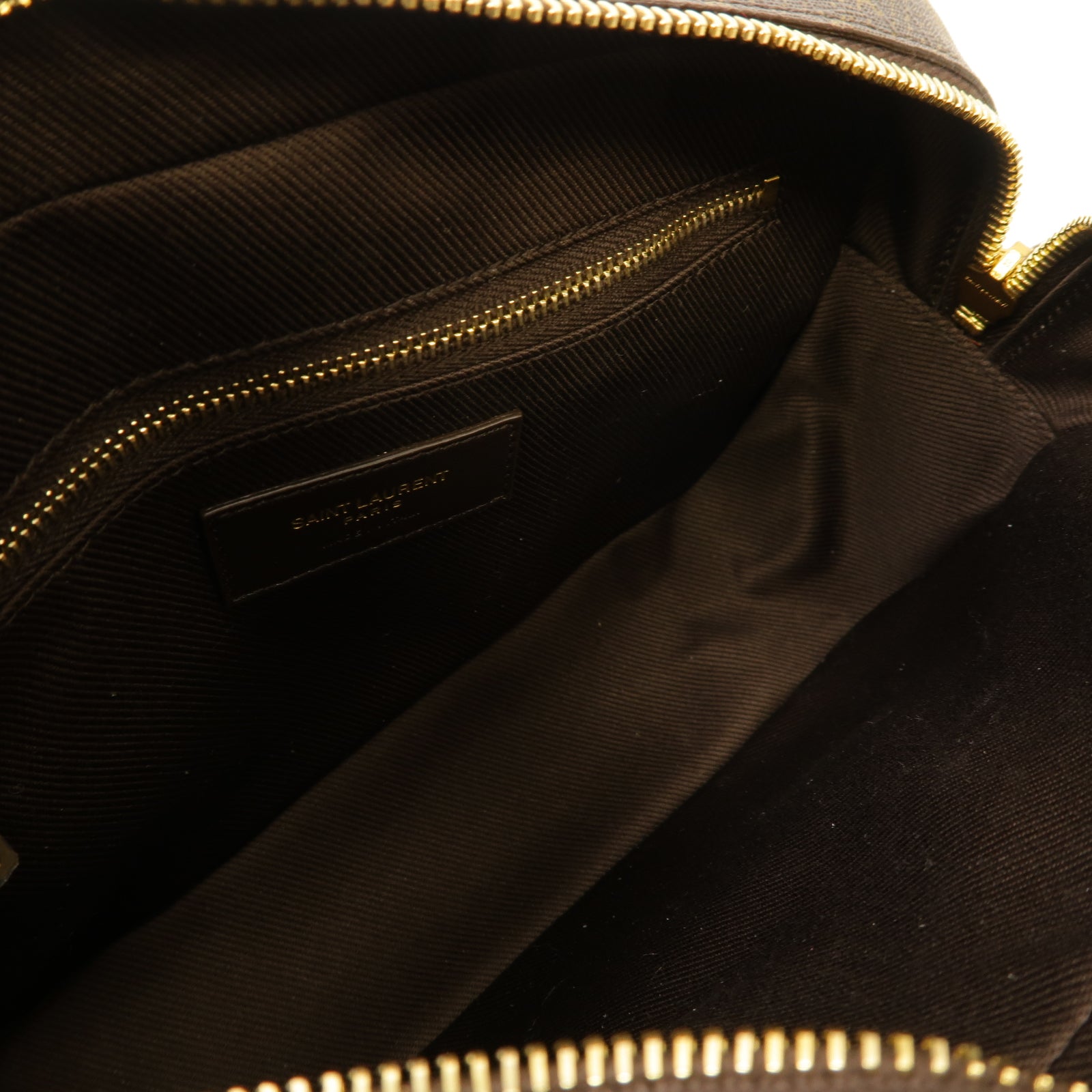 SAINT LAURENT 【清倉大減價】塗層帆布Shoulder Bag金扣肩背袋啡色
