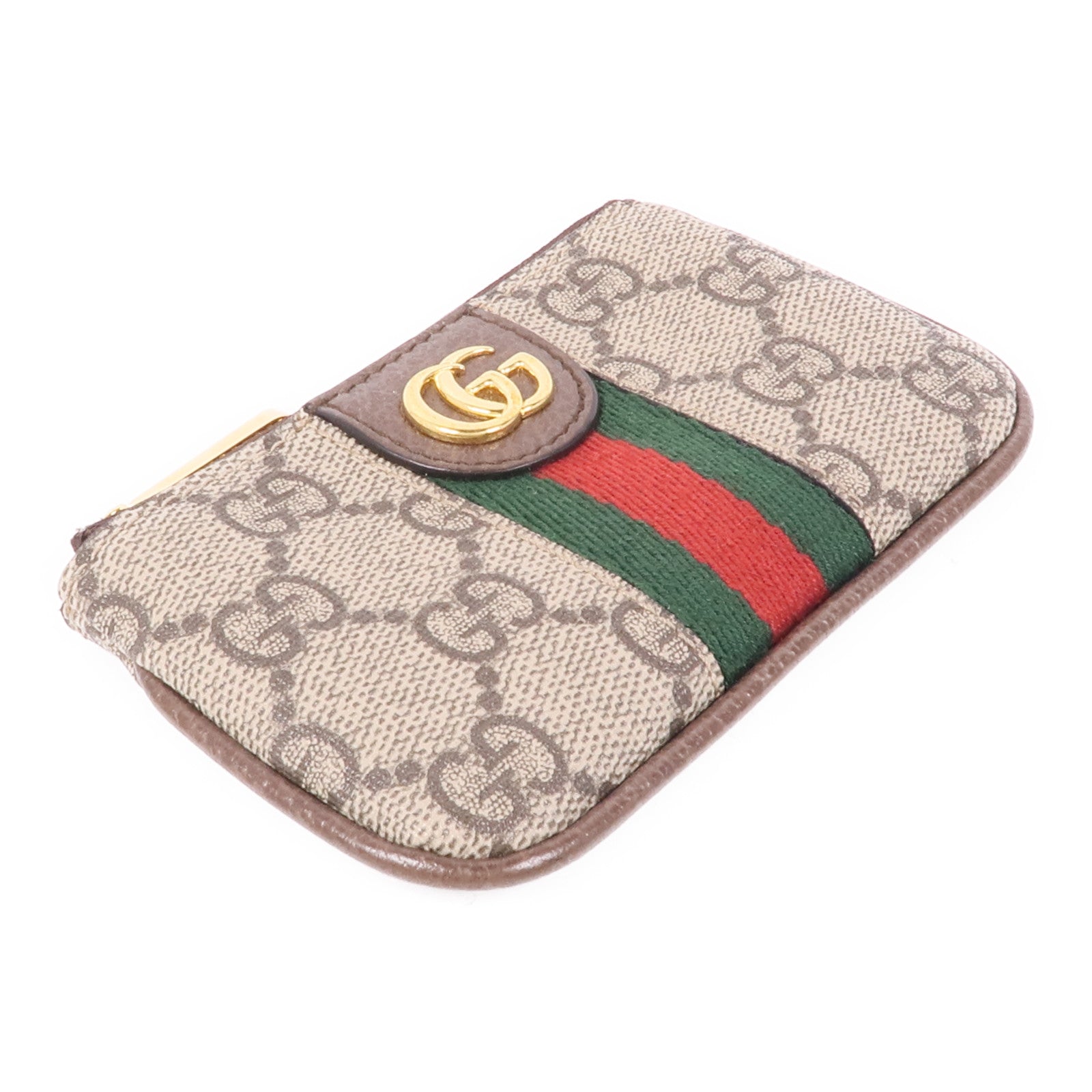 GUCCI GG GHW Ophidia Key Case 671722 Coated Canvas Brown