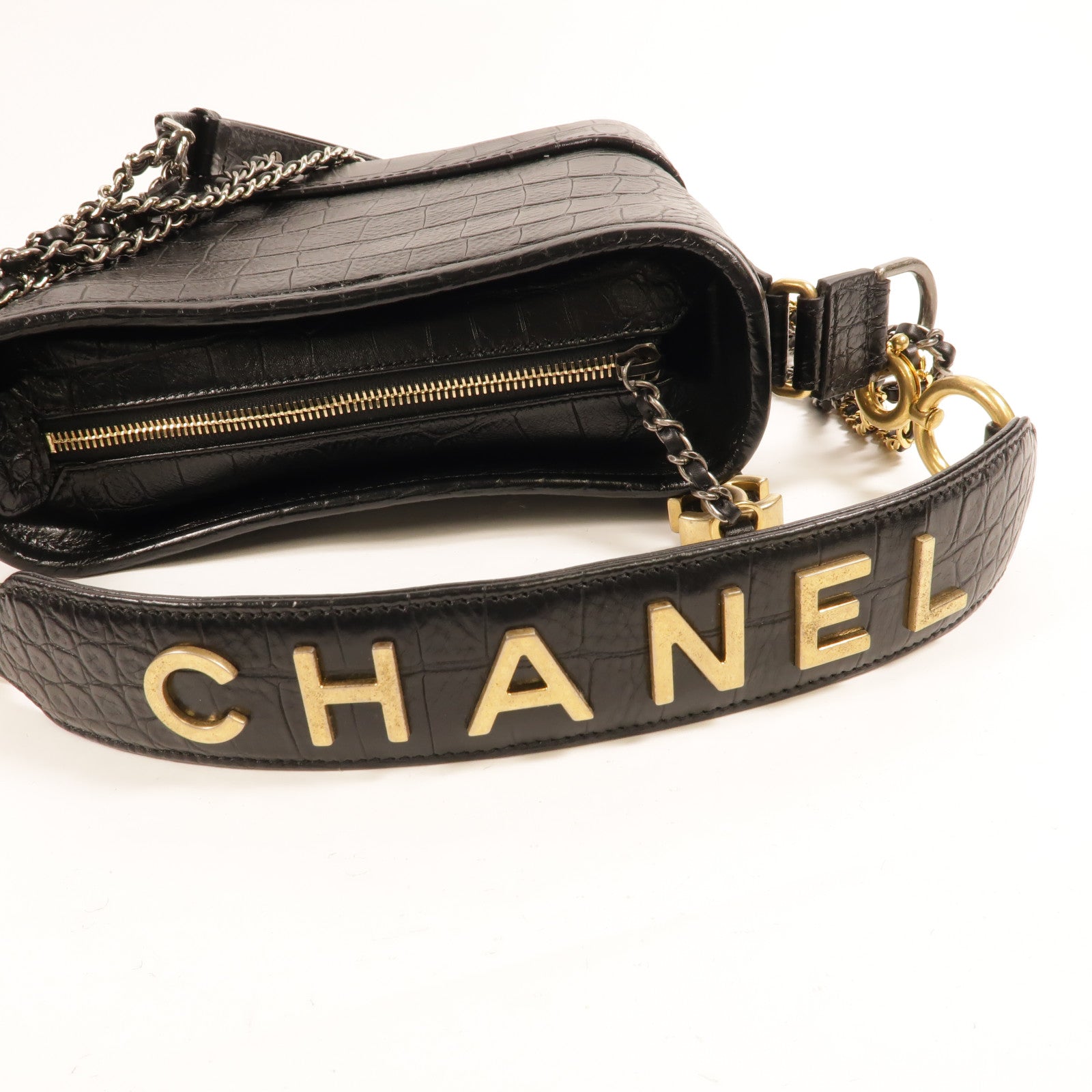 CHANEL 牛皮皮革Gabrielle Small鏈帶手挽肩背兩用袋