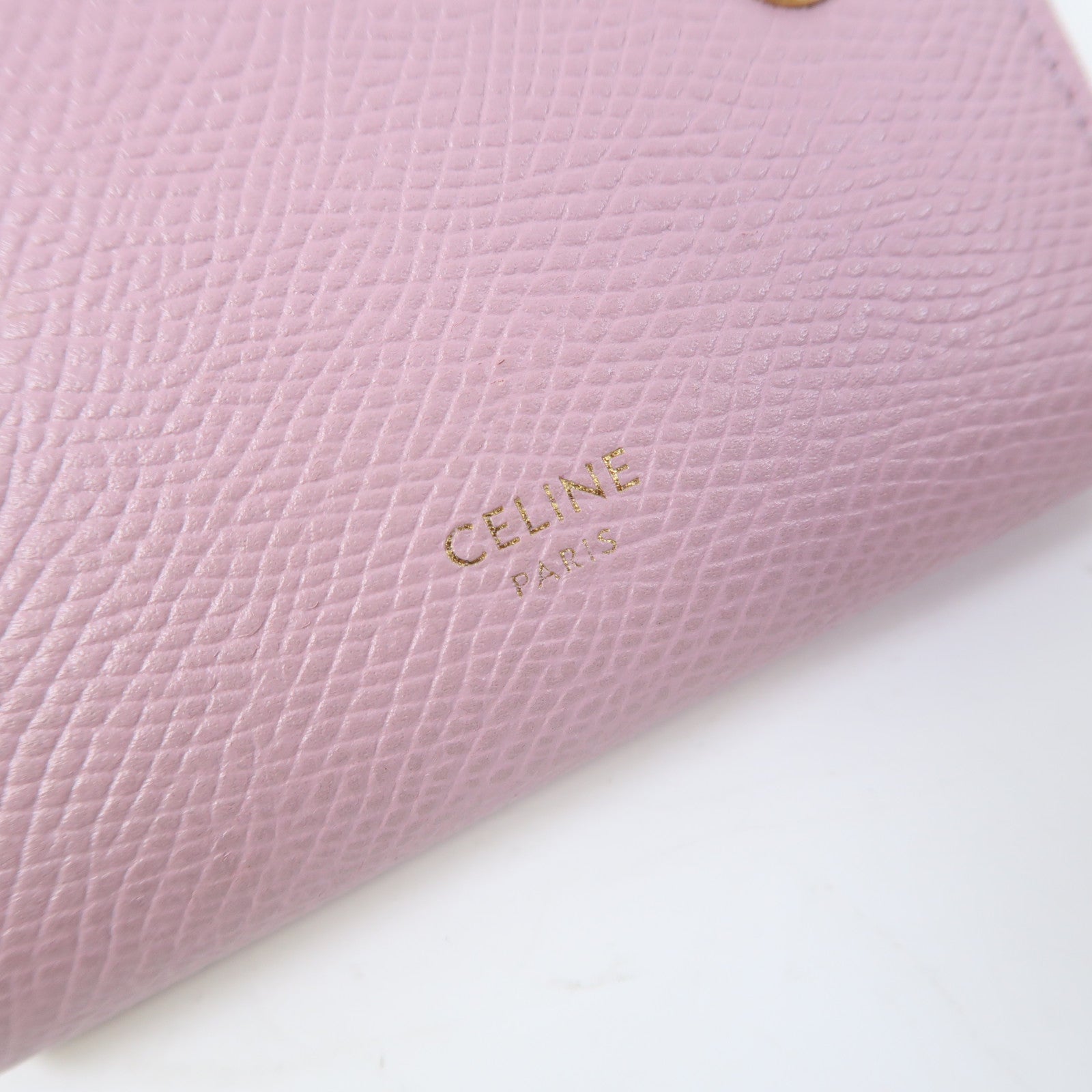 CELINE 牛皮皮革Wallet金扣錢包粉紅色