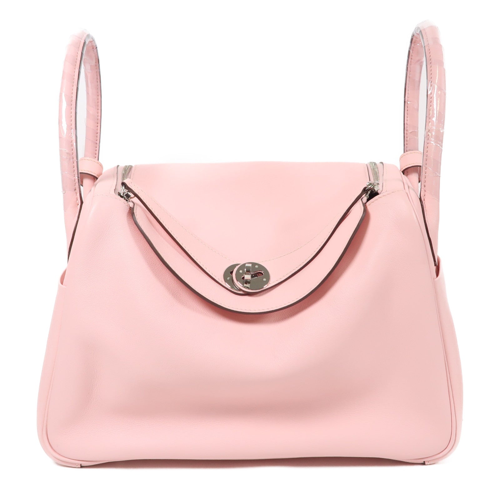 HERMES PHW Lindy 30 2 Way Shoulder Bag Handbag Swift Leather Rose Sakura