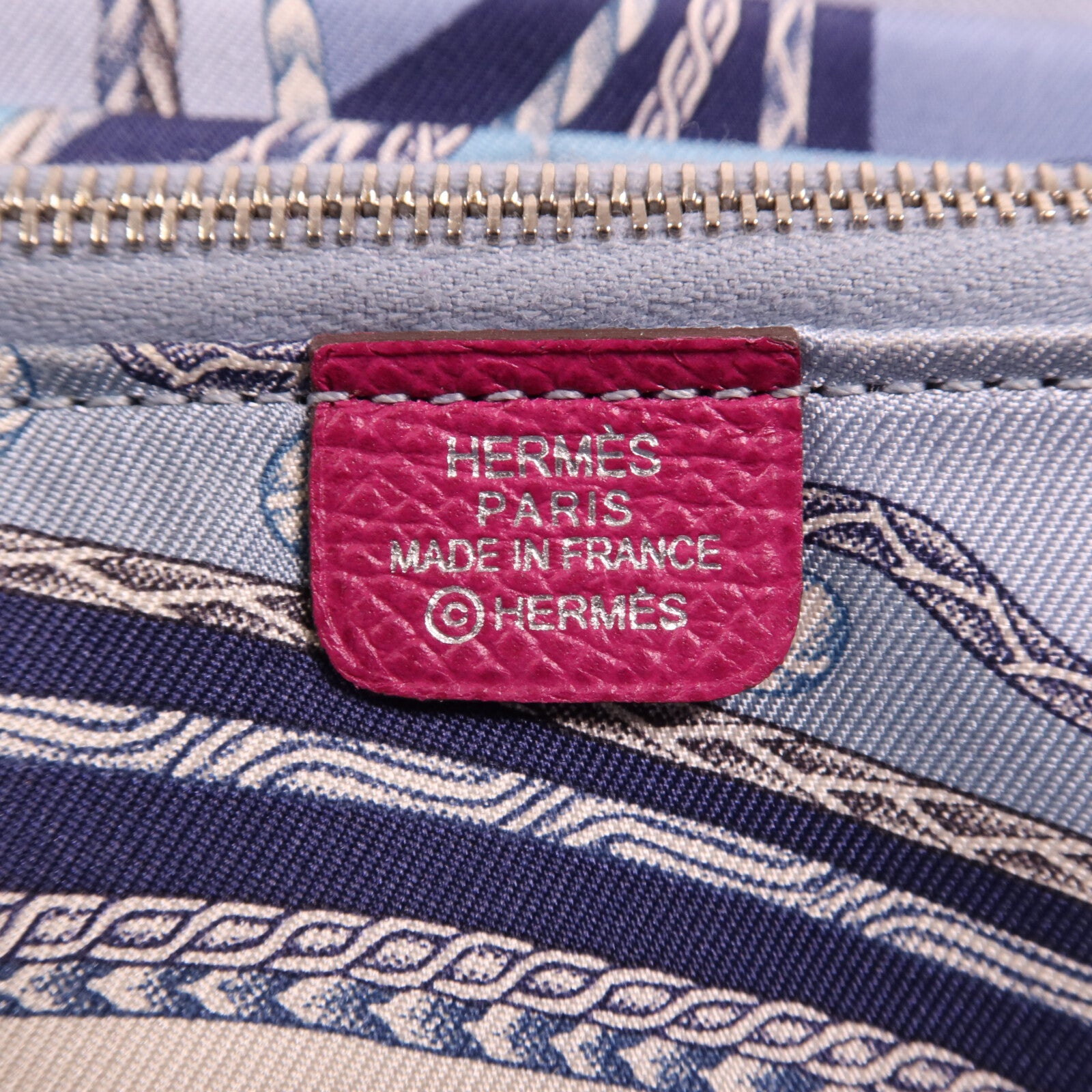 HERMES Epsom皮革Silk In Long Wallet銀扣長錢包Rose Pourpre