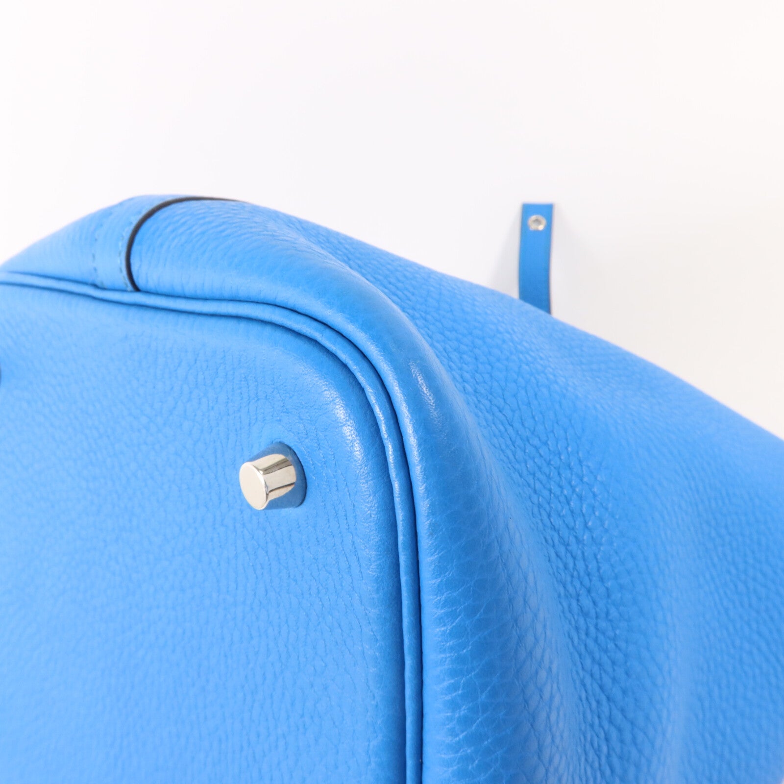 HERMES Clemence皮革Picotin MM扣手挽袋Bleu Zanzibar
