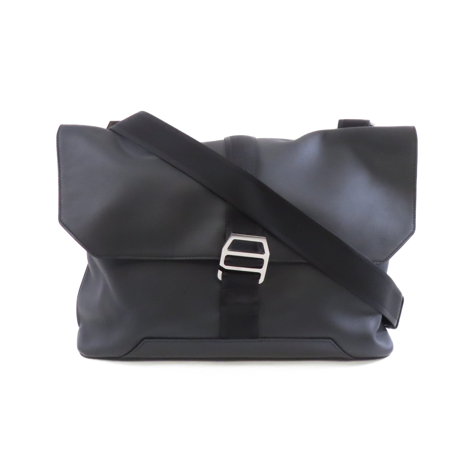 HERMES Taurillon Cristobal皮革Cityslide Messenger Bag銀扣斜挎包Plomb/Noir/Lime黑色/黃色