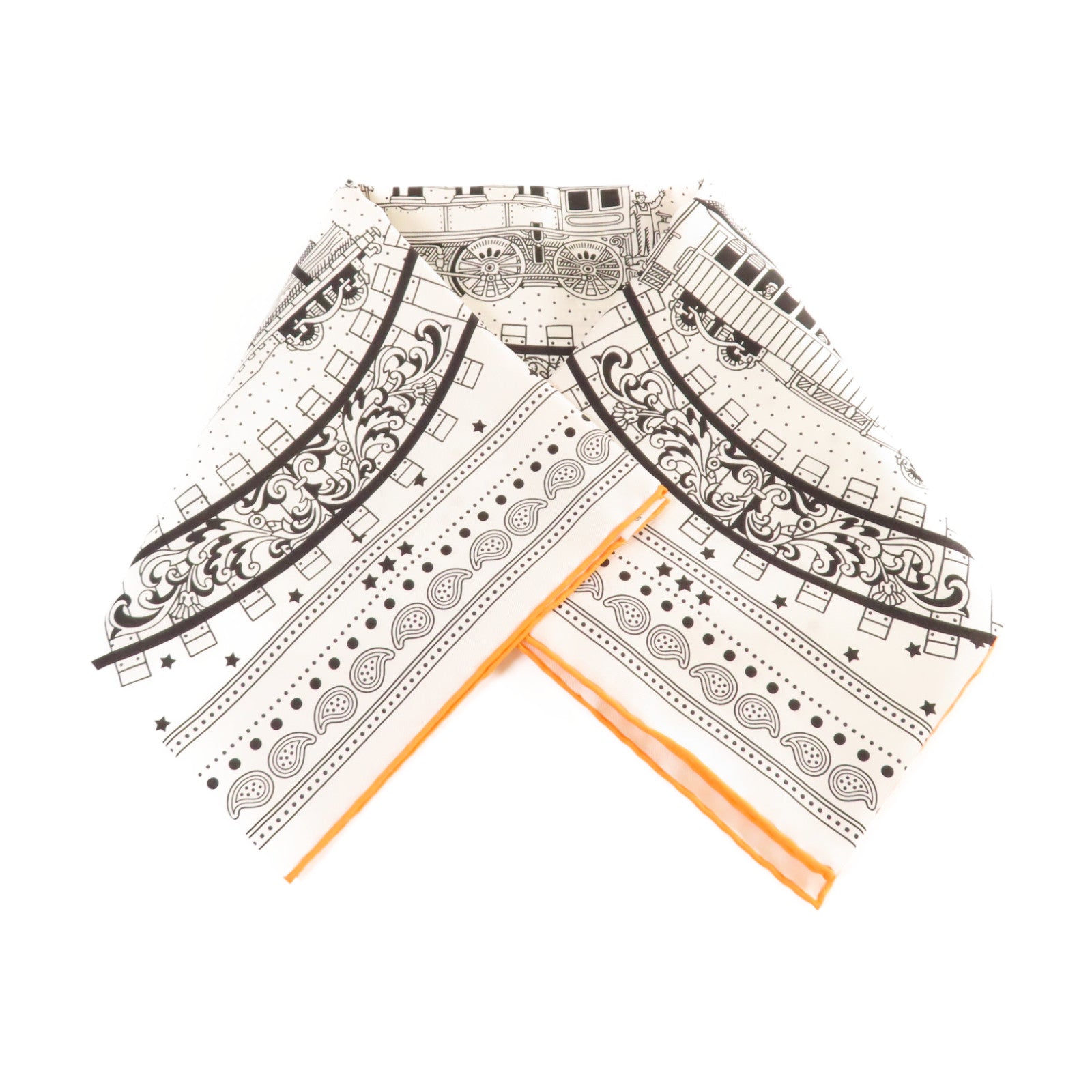 HERMES 【激減優惠】絲質Scarf絲巾白色/黑色/橙色