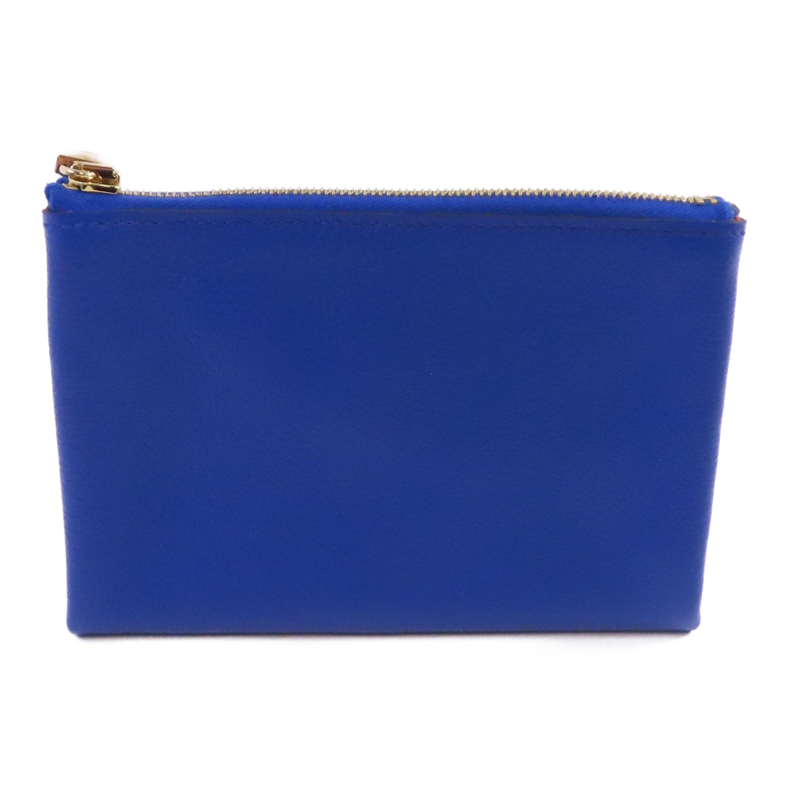 HERMES Evercolor皮革Atout I4 Pouch Card Holder金扣卡套Bleu Electrique