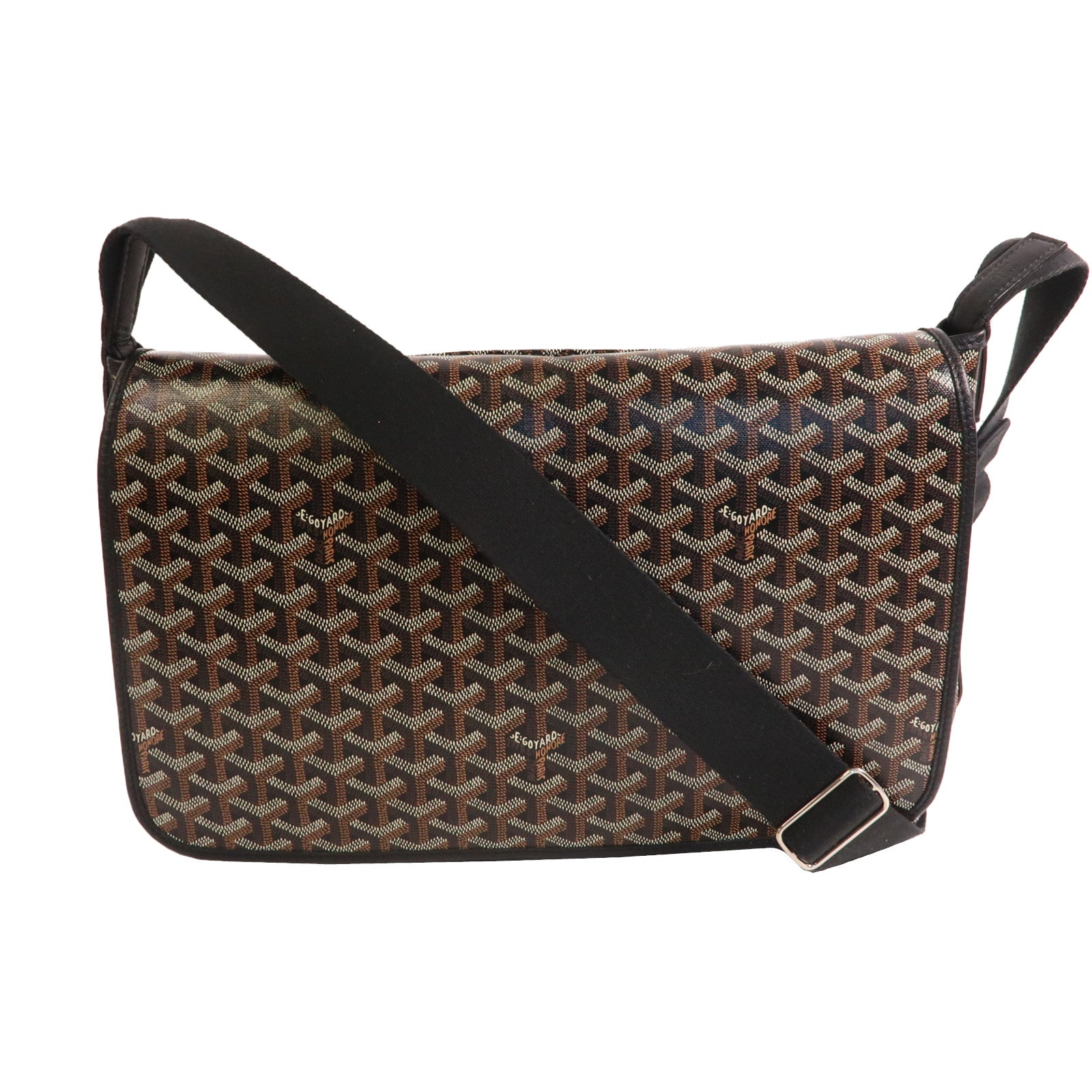 GOYARD 塗層帆布Capetien MM Messenger銀扣肩背袋黑色