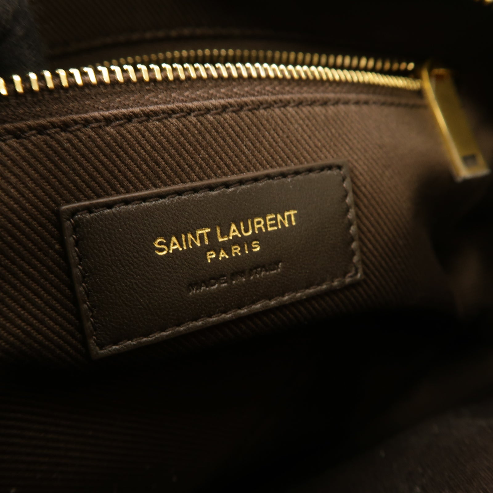 SAINT LAURENT 【清倉大減價】塗層帆布Shoulder Bag金扣肩背袋啡色