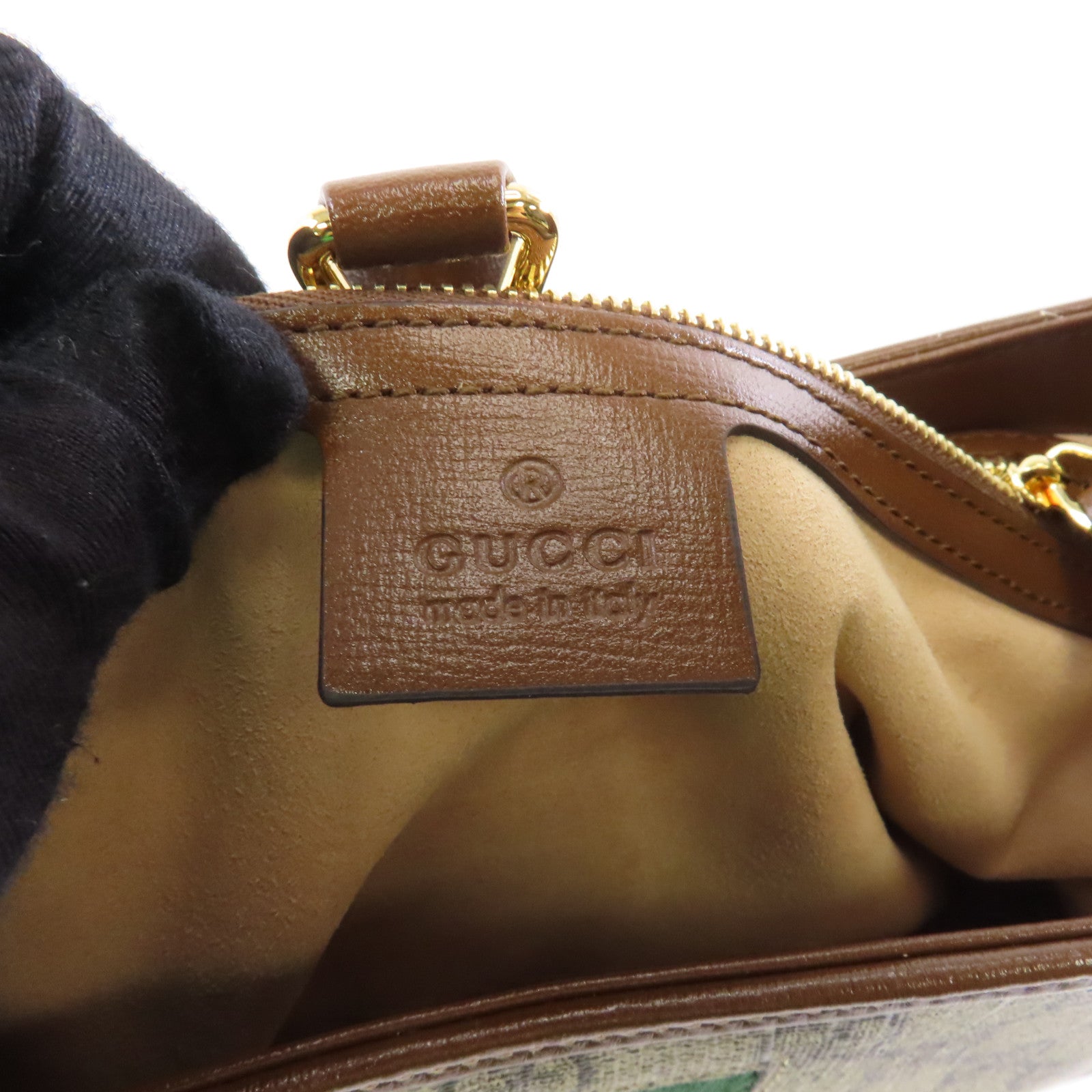 GUCCI 塗層帆布/皮革2 Way Shoulder金扣肩背兩用袋啡色