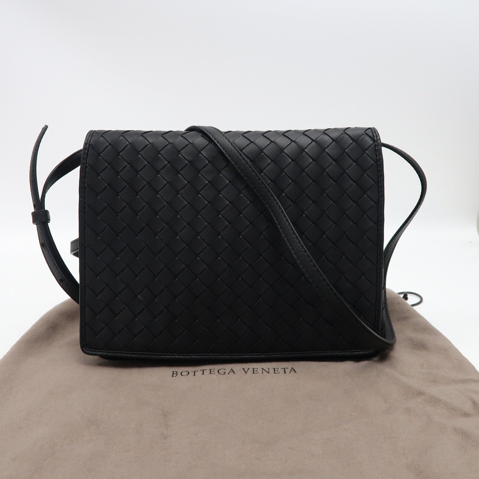 BOTTEGA VENETA 【激減優惠】織紋皮革Shoulder Bag肩背袋黑色