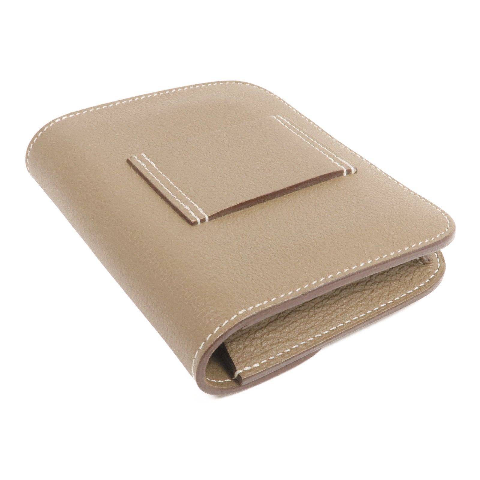 HERMES Evercolor皮革Constance Slim Wallet金扣錢包Etoupe