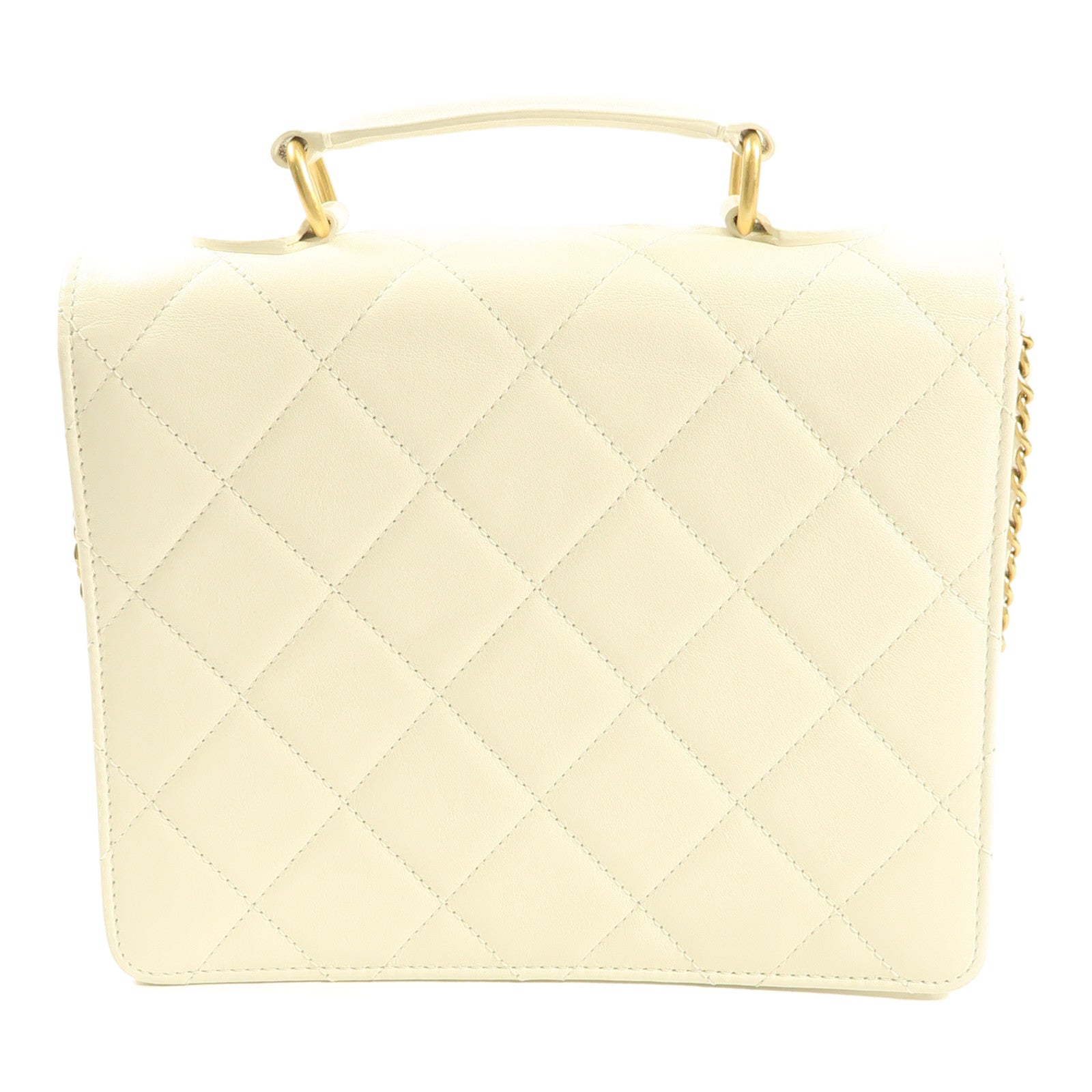 CHANEL 牛皮皮革Chain Shoulder金扣鏈帶手挽肩背兩用袋