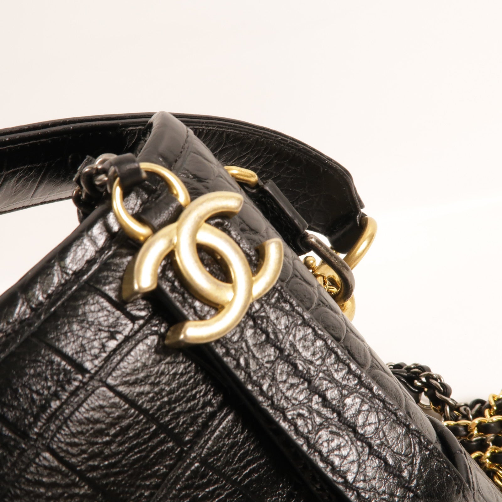 CHANEL 牛皮皮革Gabrielle Small鏈帶手挽肩背兩用袋