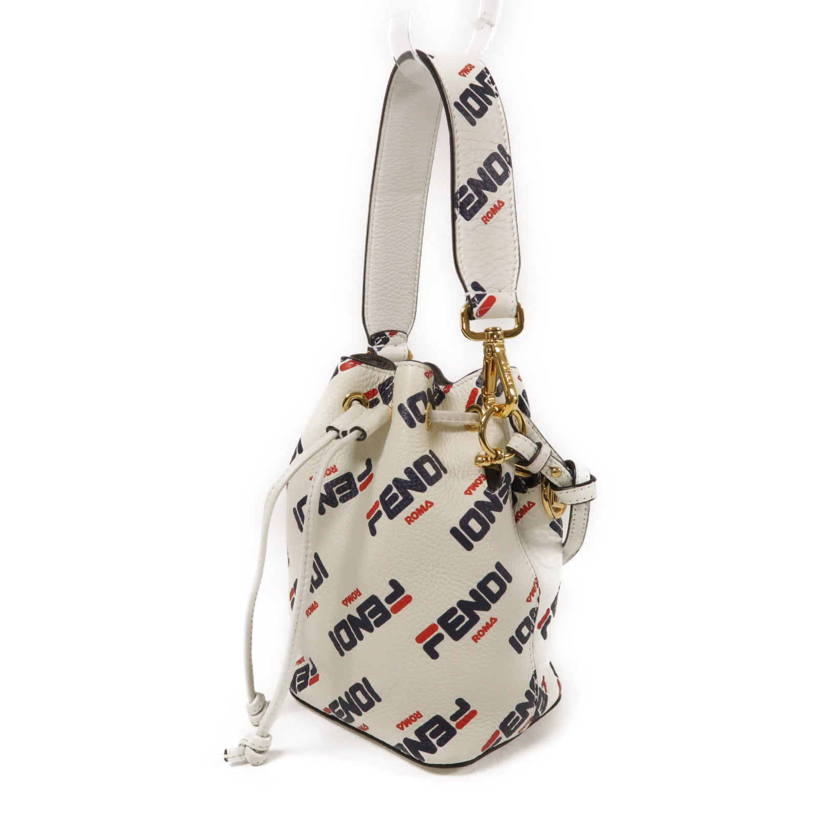 FENDI GHW Mon Tresor 2way Shoulder Bag Calfskin Leather White