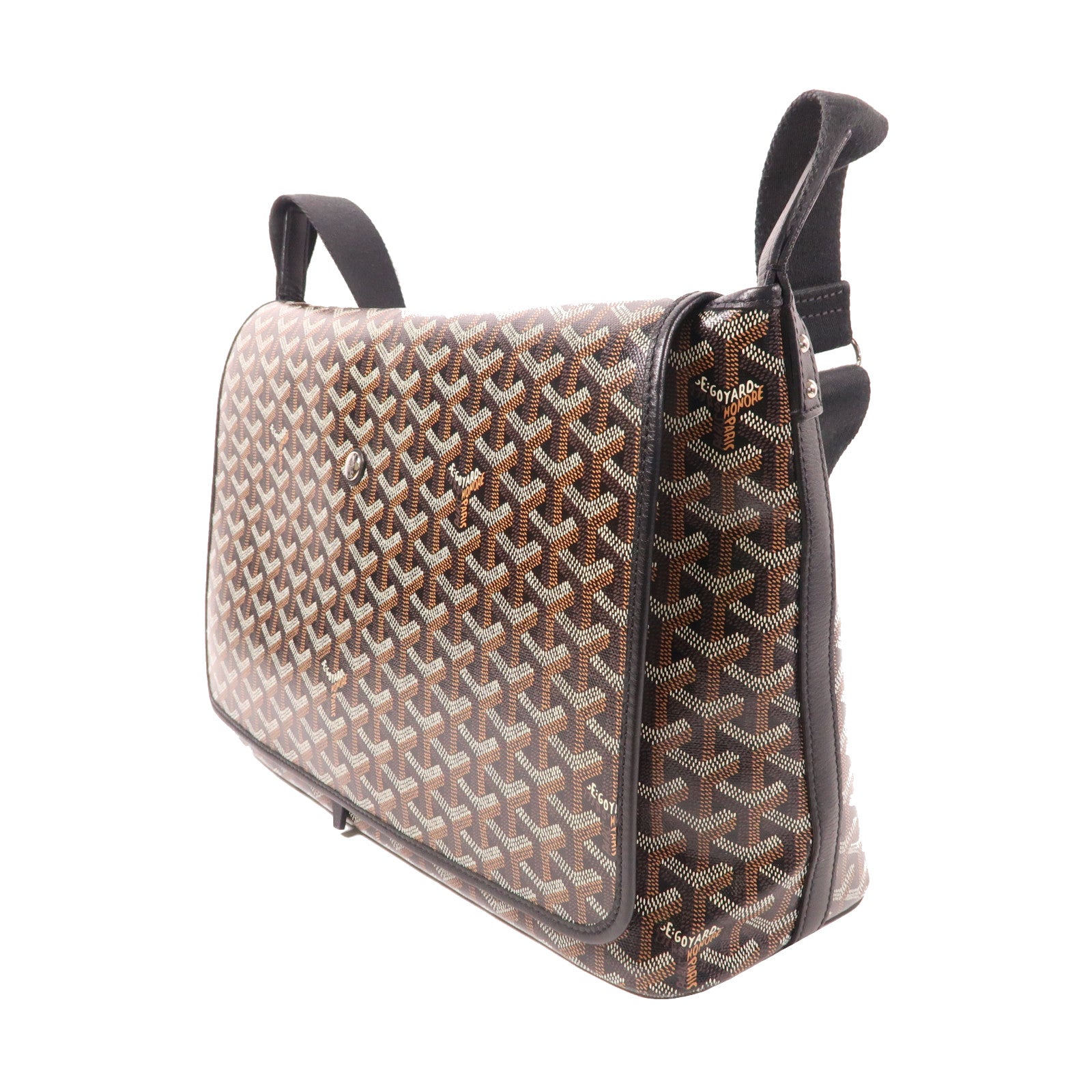 GOYARD 塗層帆布Capetien MM Messenger銀扣肩背袋黑色