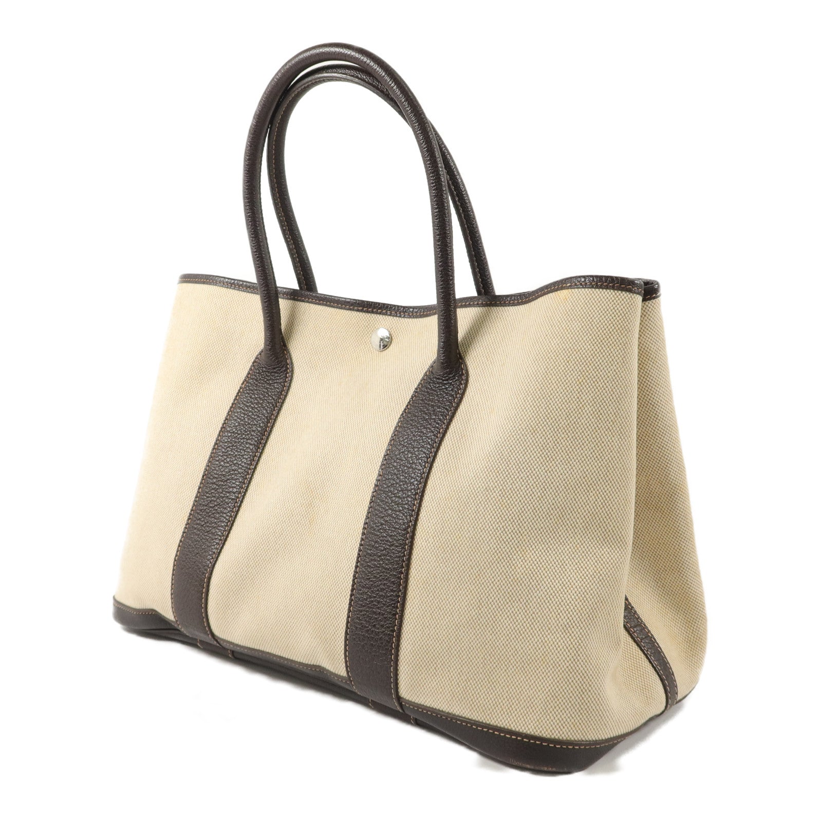 HERMES 帆布Garden Party PM手挽袋Ebene