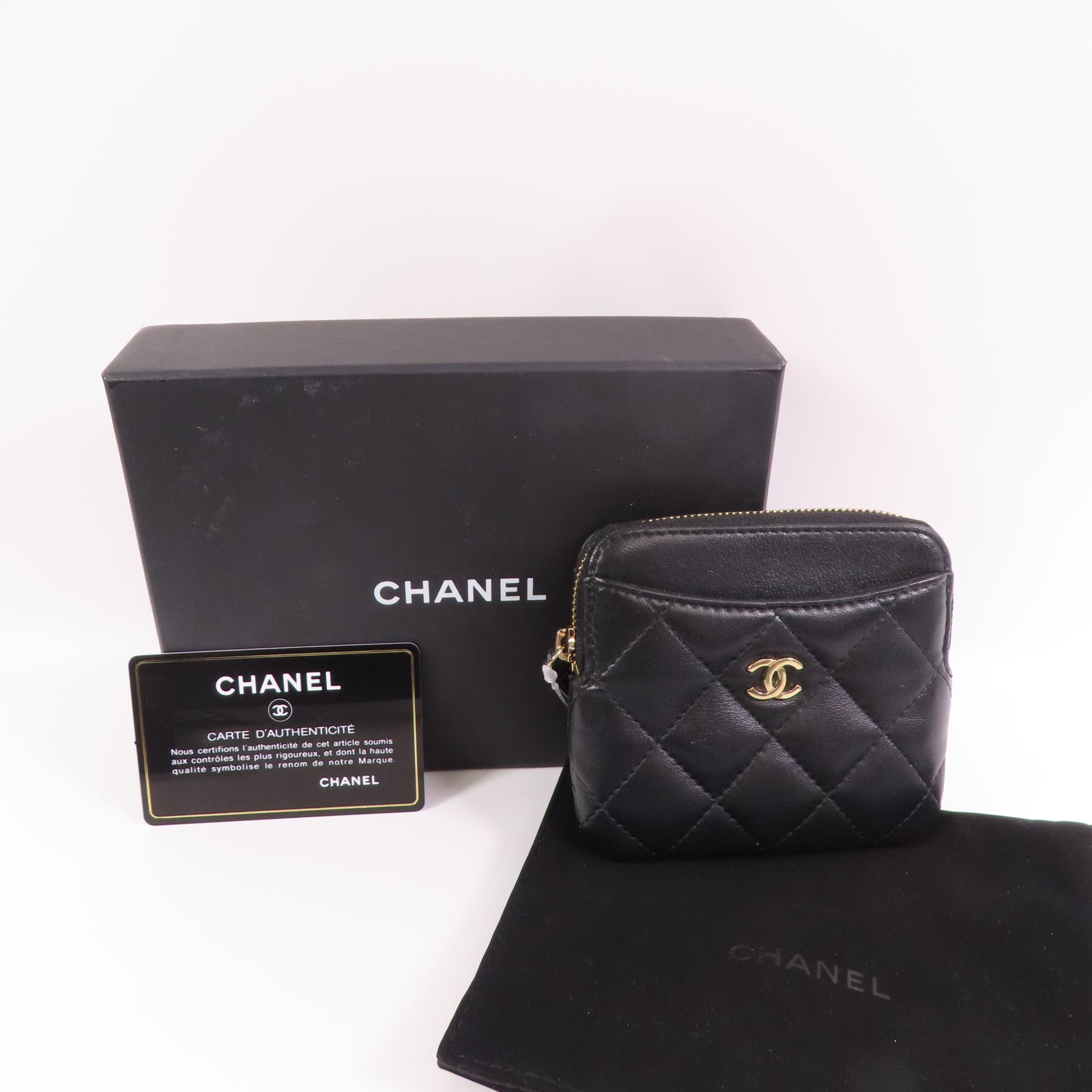 CHANEL 羊皮皮革Card case金扣卡套
