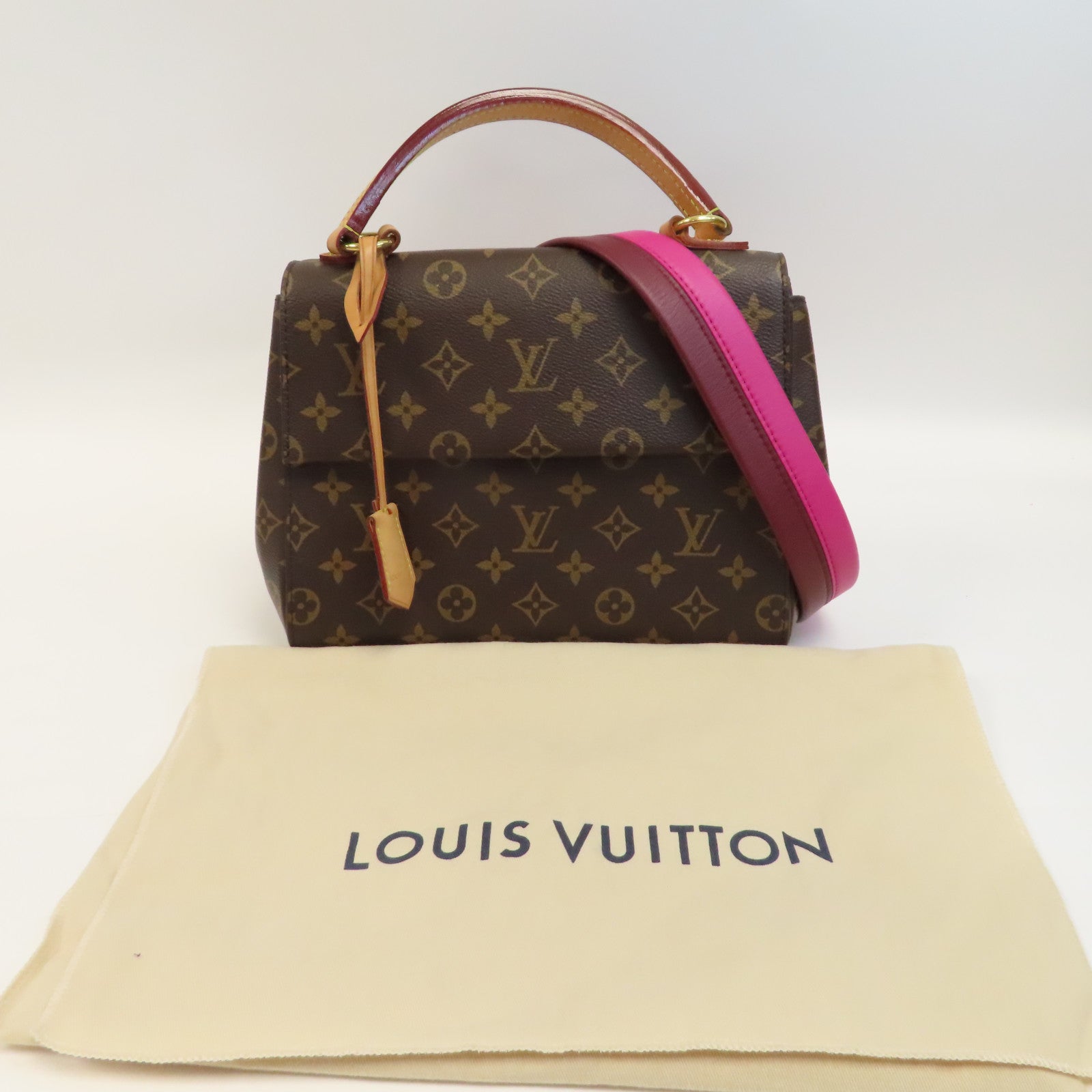 LOUIS VUITTON Monogram Cluny BB金扣手挽肩背兩用袋啡色