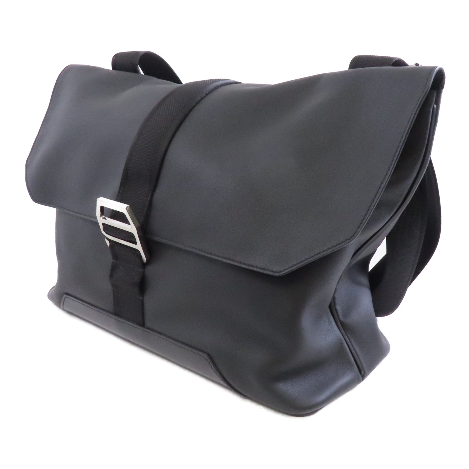 HERMES Taurillon Cristobal皮革Cityslide Messenger Bag銀扣斜挎包Plomb/Noir/Lime黑色/黃色
