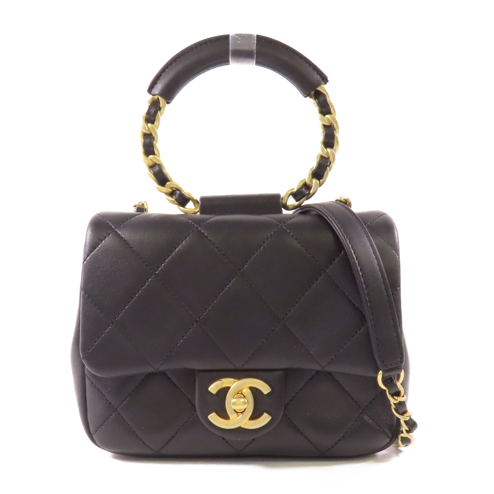 CHANEL 羊皮皮革Matelasse Chain Shoulder金扣鏈帶肩背袋