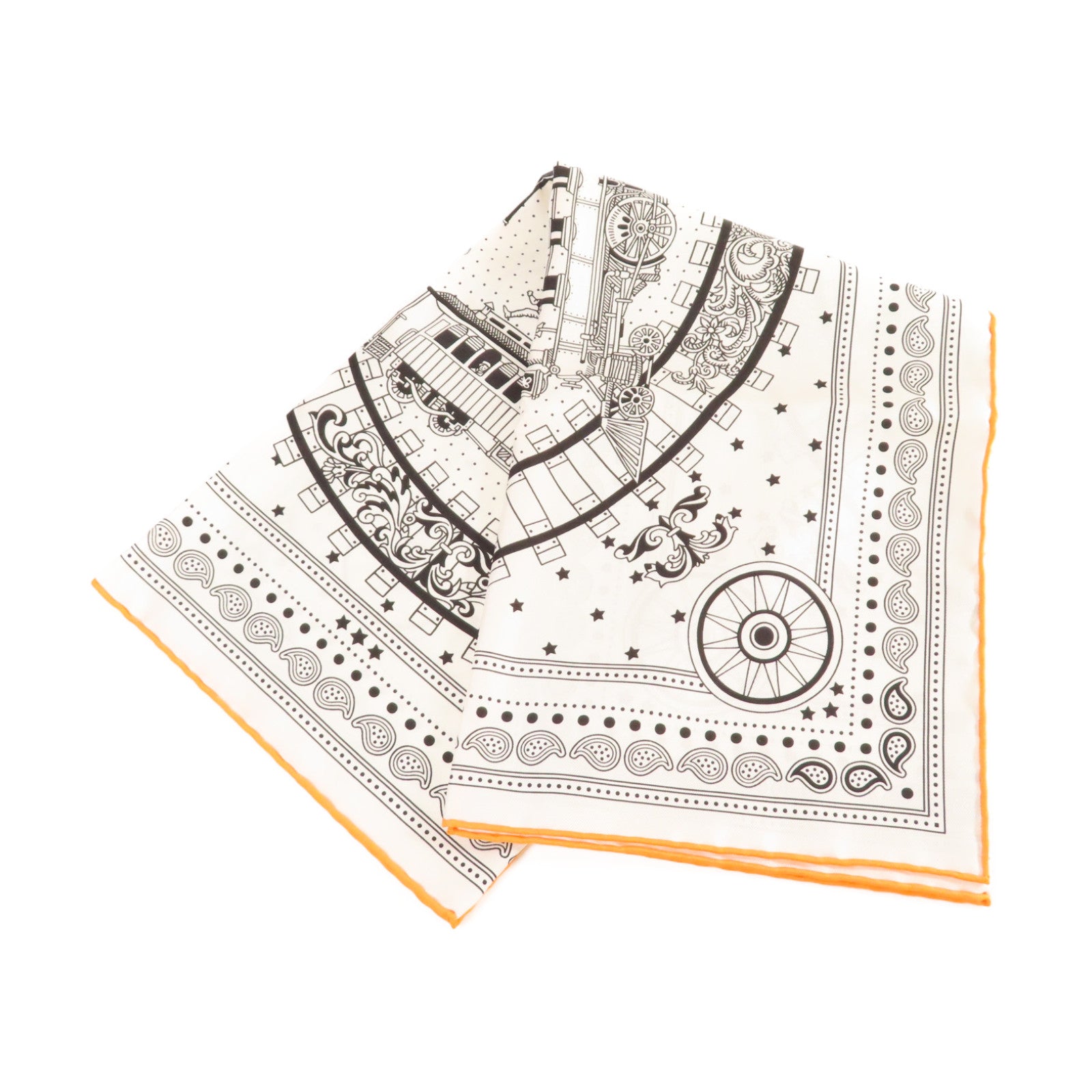HERMES 【激減優惠】絲質Scarf絲巾白色/黑色/橙色