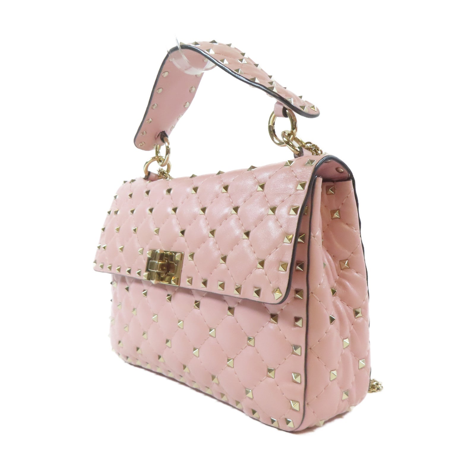 Valentino 牛皮皮革2 Way Chain Shoulder Bag金扣鏈帶手挽肩背兩用袋粉紅色