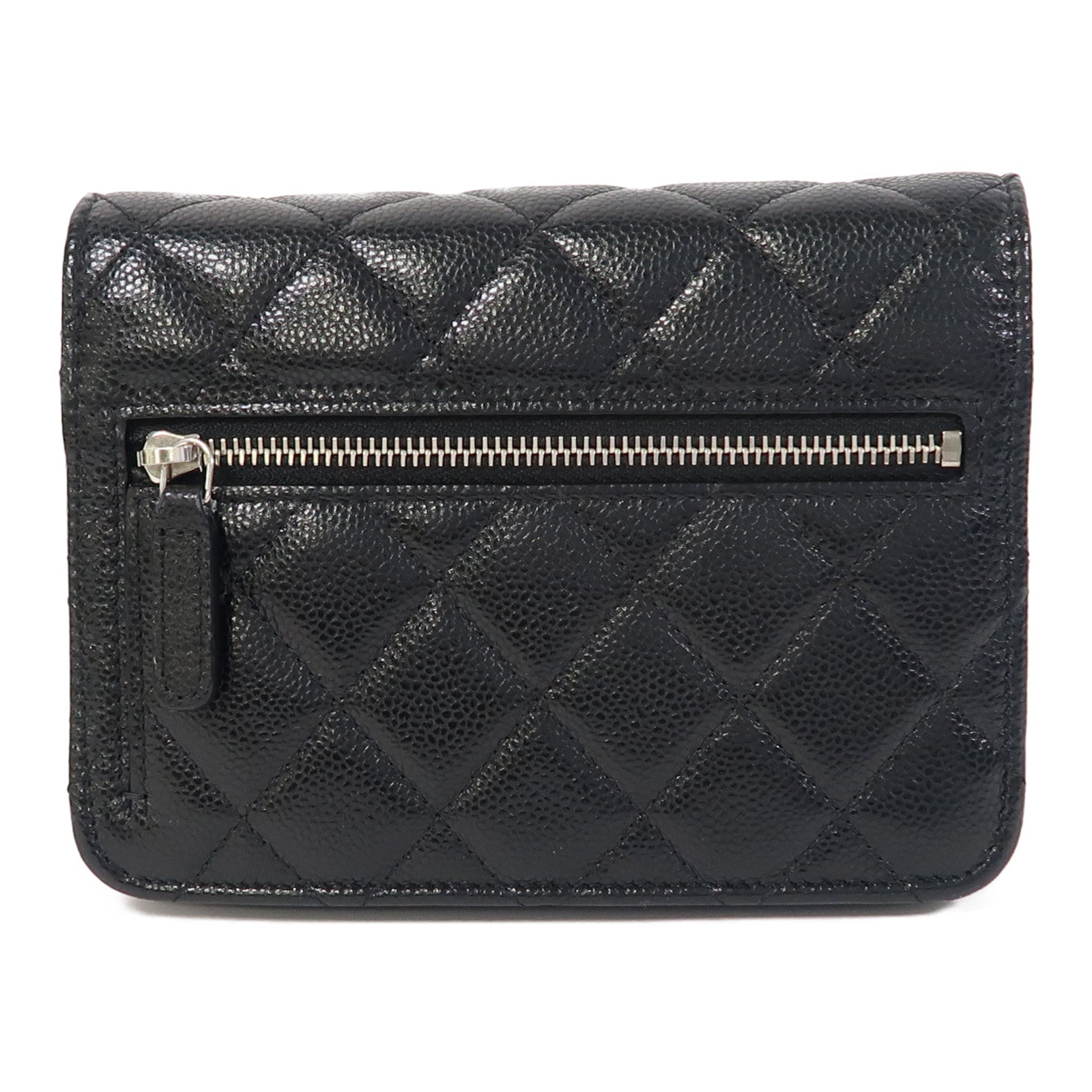 CHANEL 【激減優惠】菱格Caviar皮革Wallet On Chain Mini銀扣鏈帶肩背袋黑色