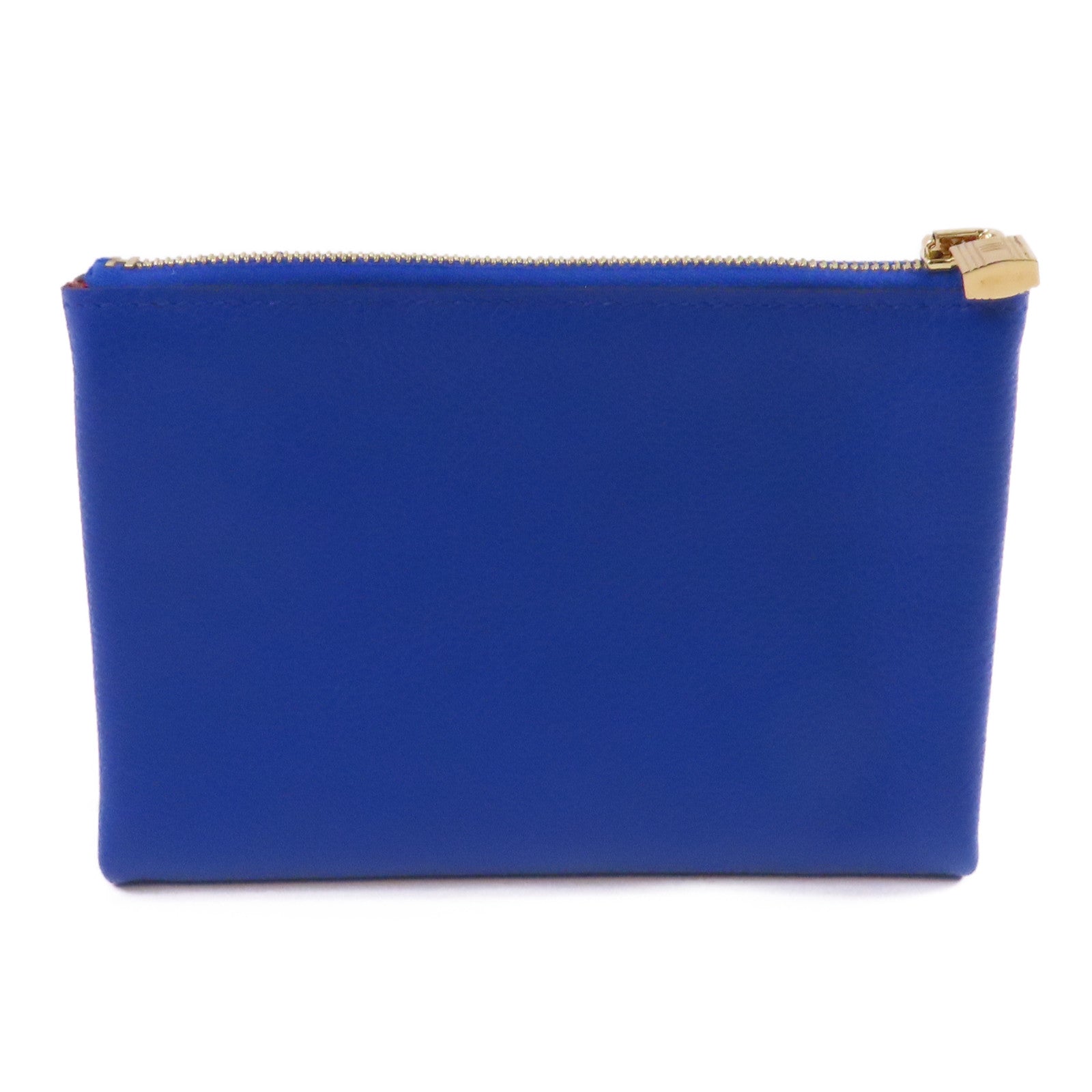 HERMES Evercolor皮革Atout I4 Pouch Card Holder金扣卡套Bleu Electrique