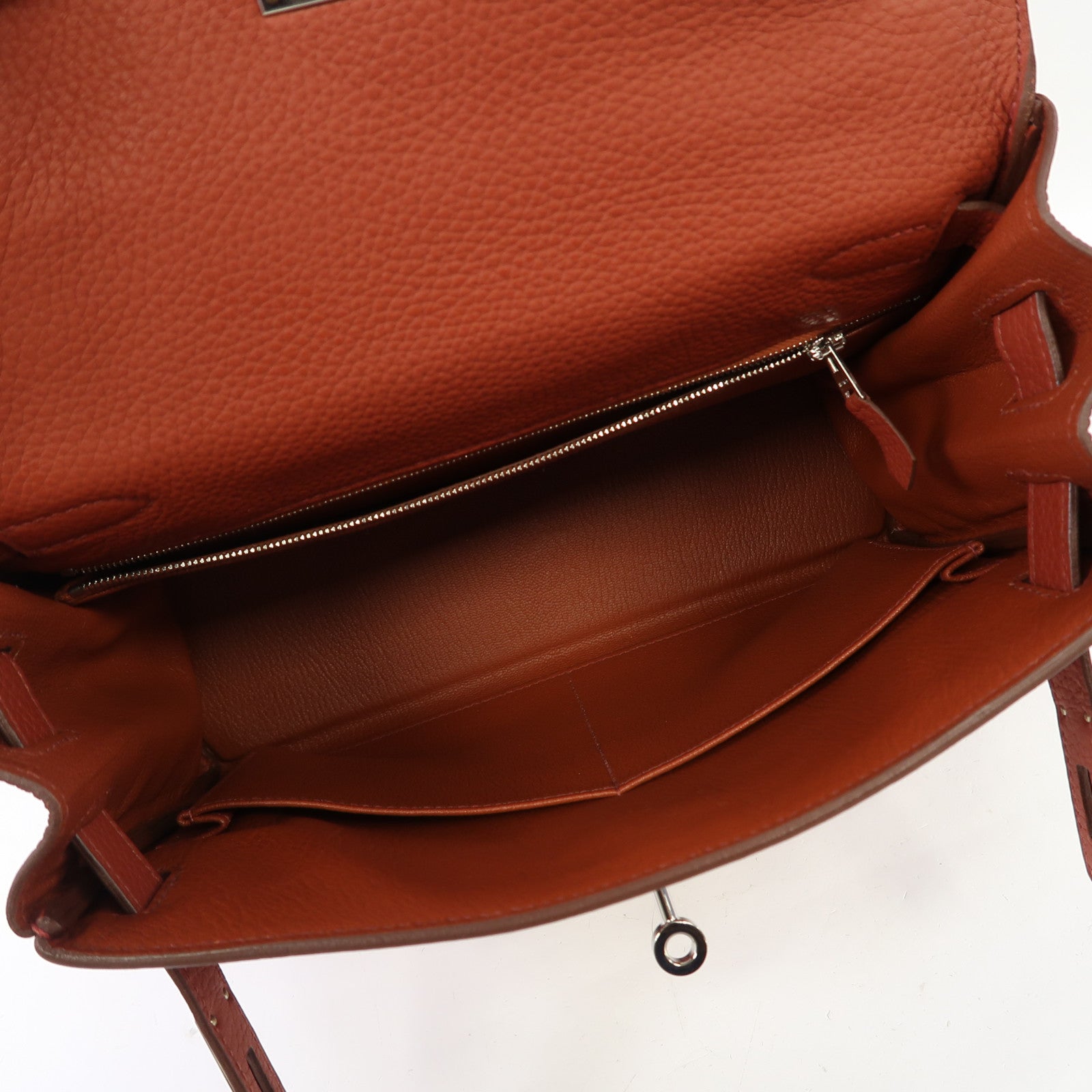 HERMES 【激減優惠】Clemence皮革Kelly 28銀扣手挽肩背兩用袋紅色
