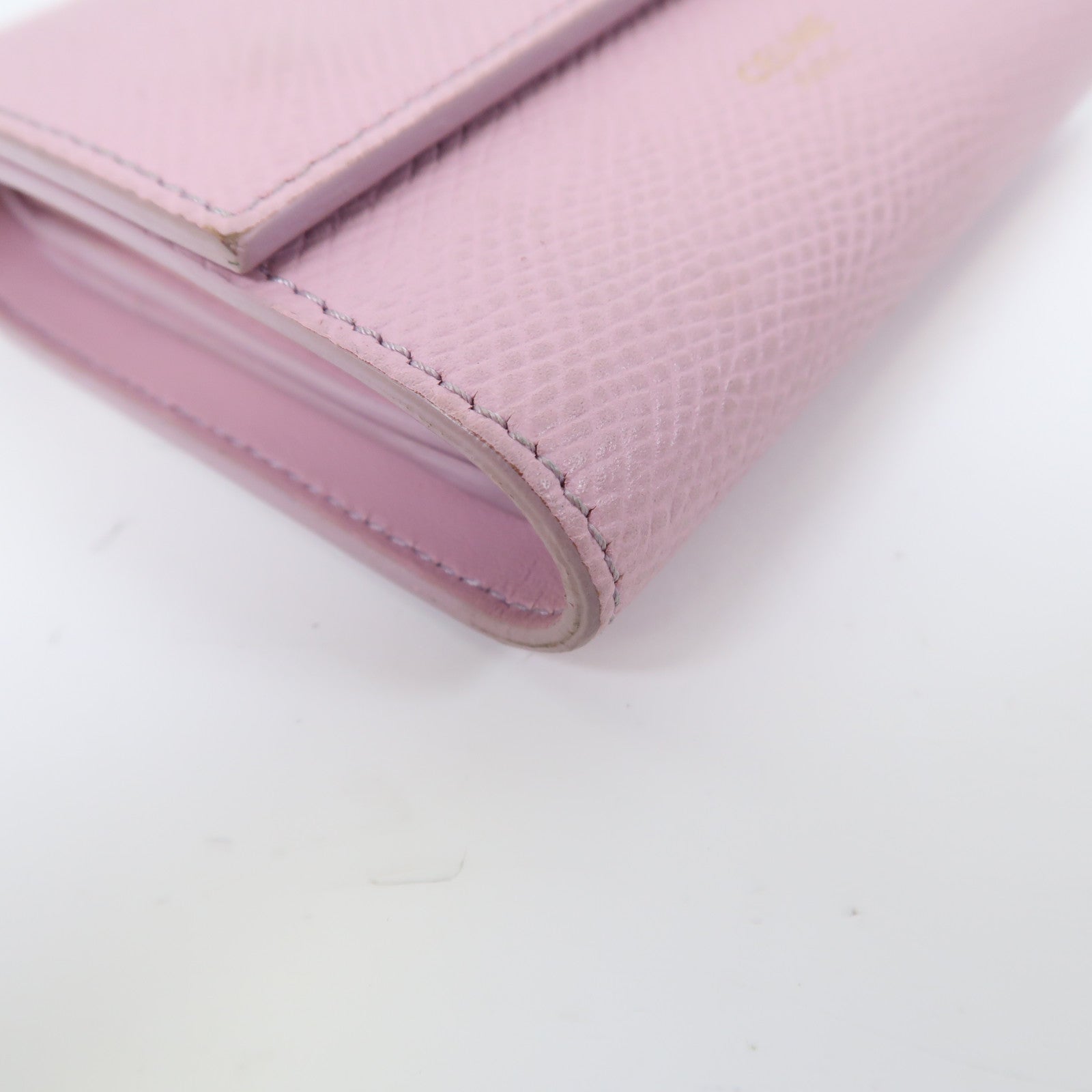 CELINE 牛皮皮革Wallet金扣錢包粉紅色