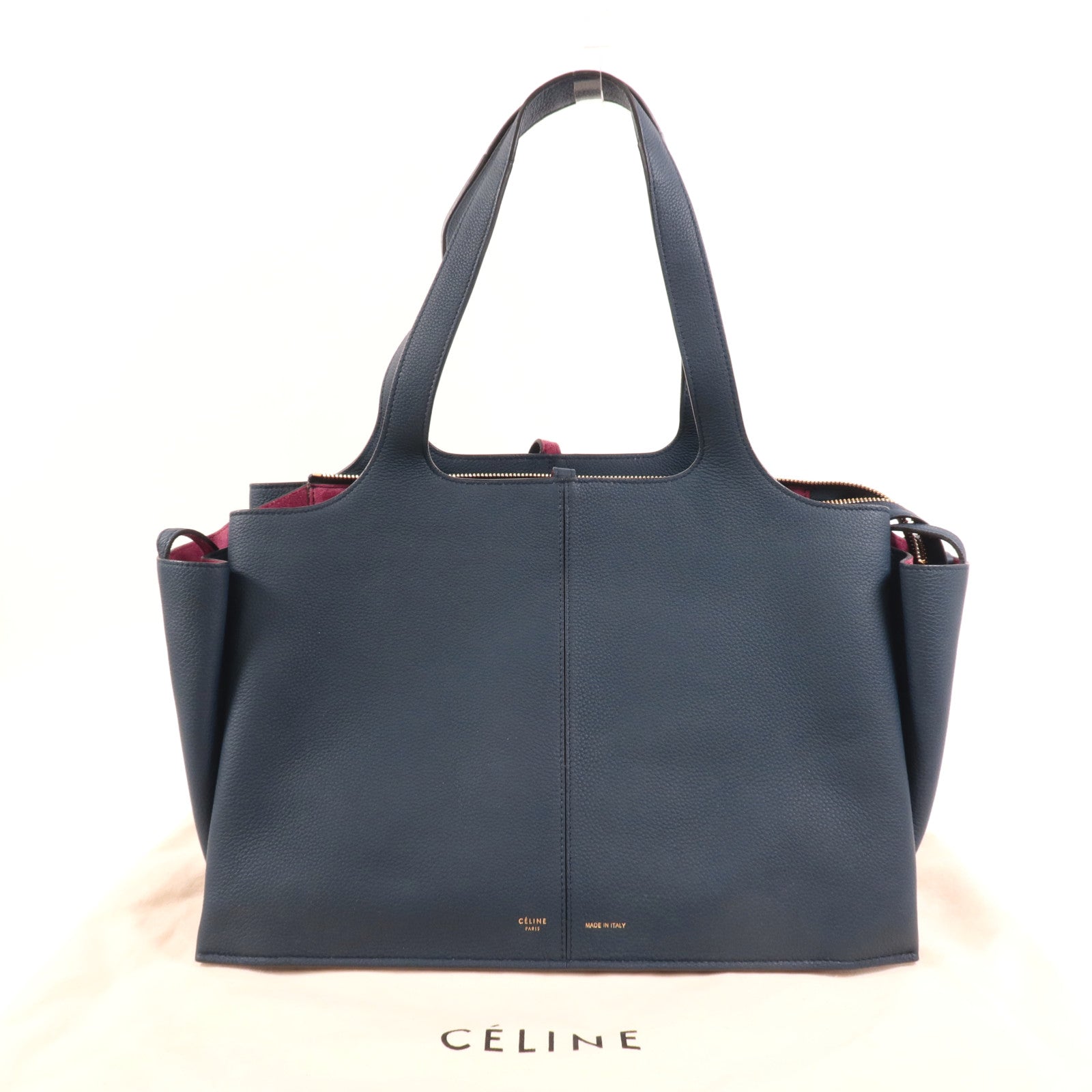 CELINE 牛皮皮革Tri-Fold金扣肩背袋