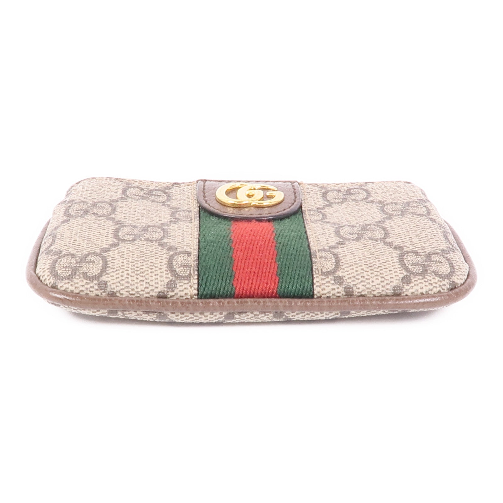 GUCCI GG GHW Ophidia Key Case 671722 Coated Canvas Brown