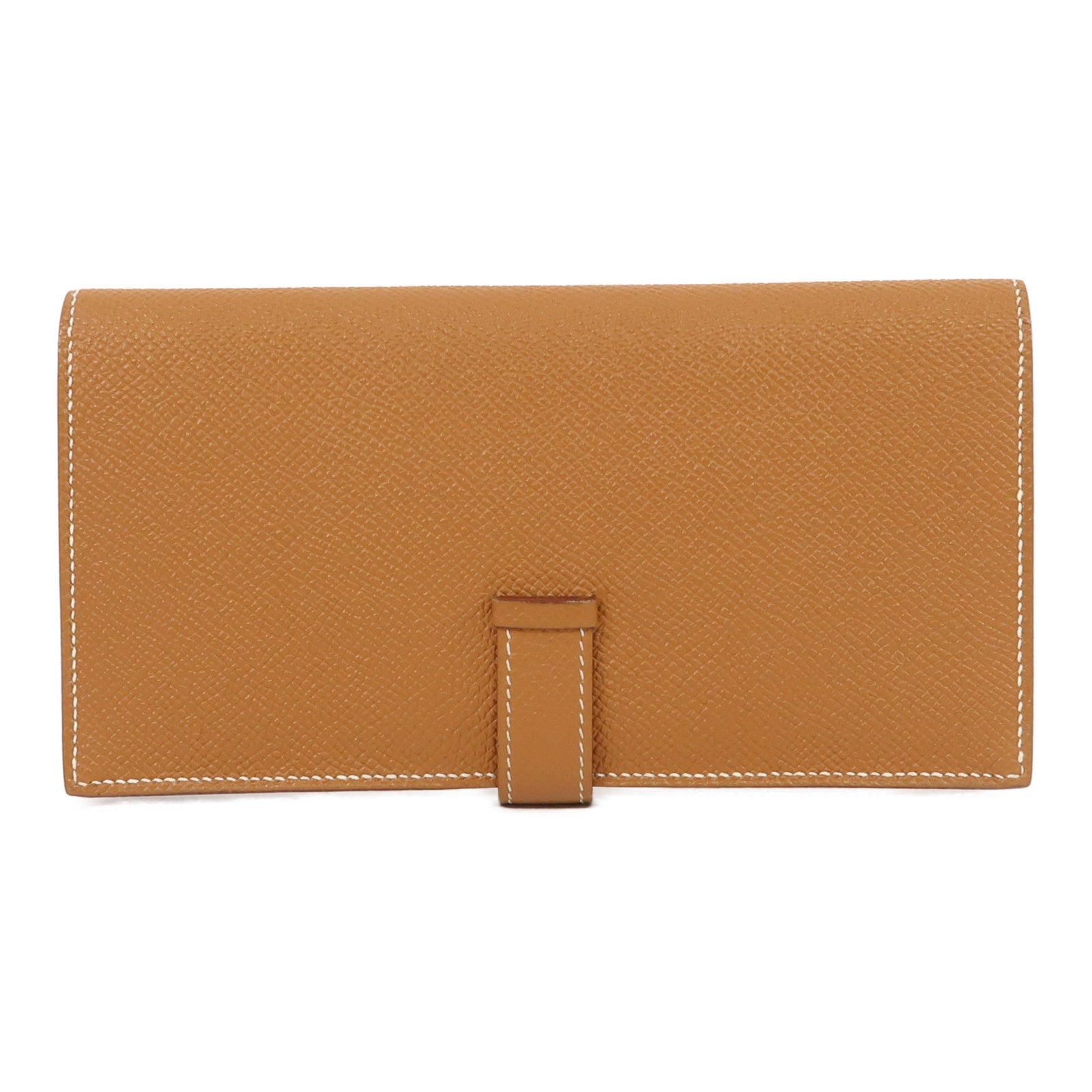 HERMES Epsom皮革Bearn Wallet銀扣長錢包經典駝色