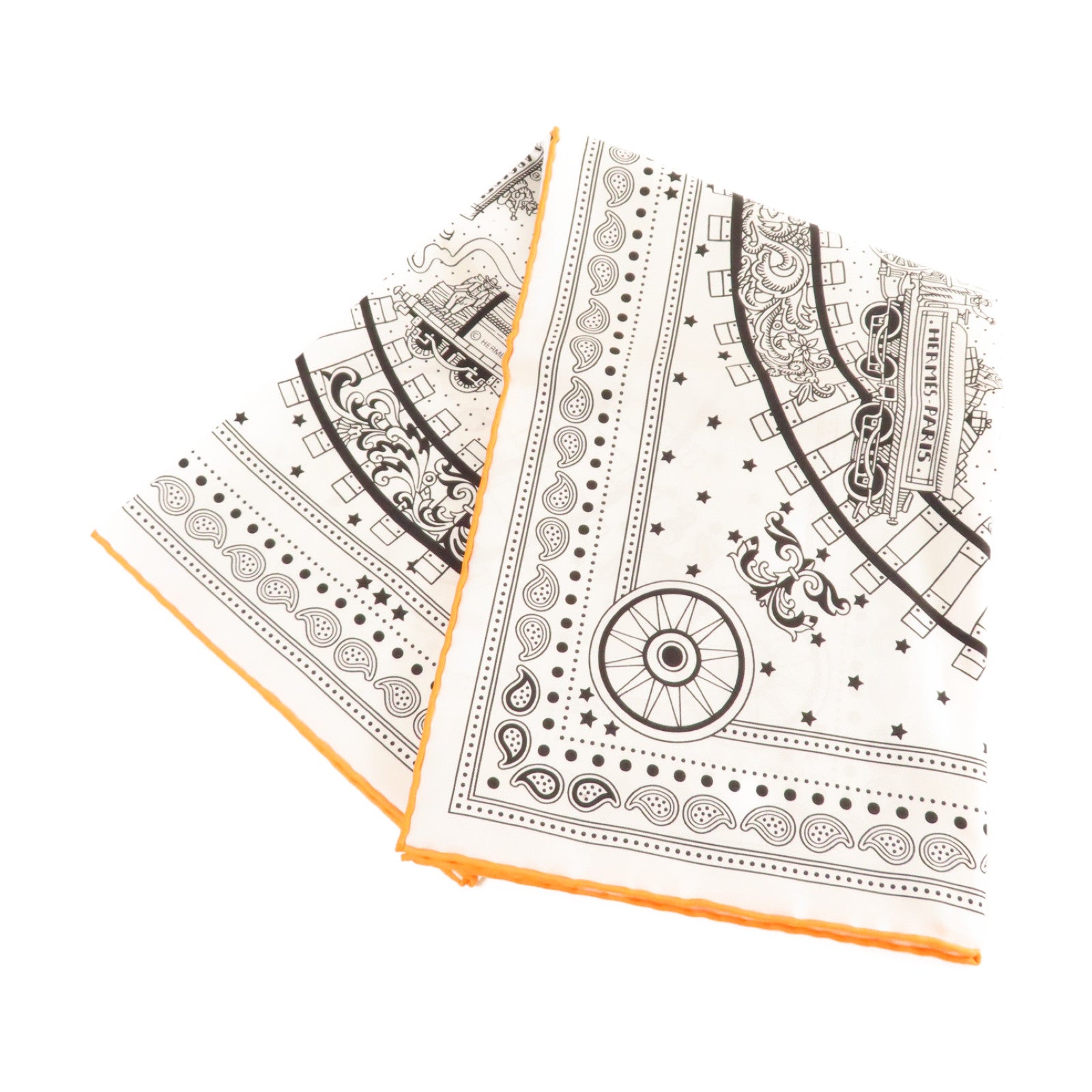 HERMES 【激減優惠】絲質Scarf絲巾白色/黑色/橙色