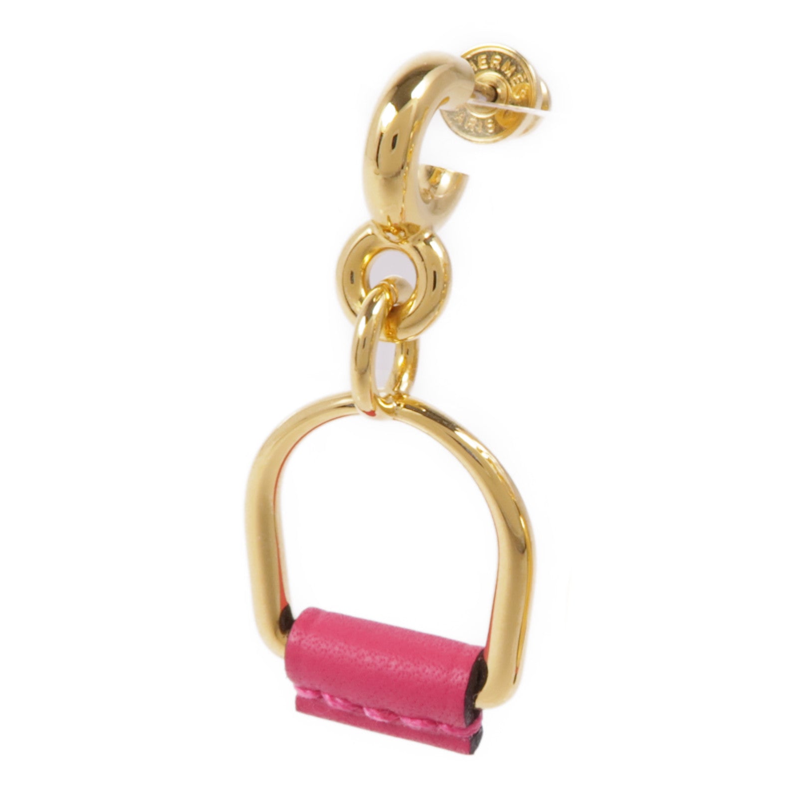 HERMES 金屬/Swift皮革Heritage Equestre Etrier Earrings耳環