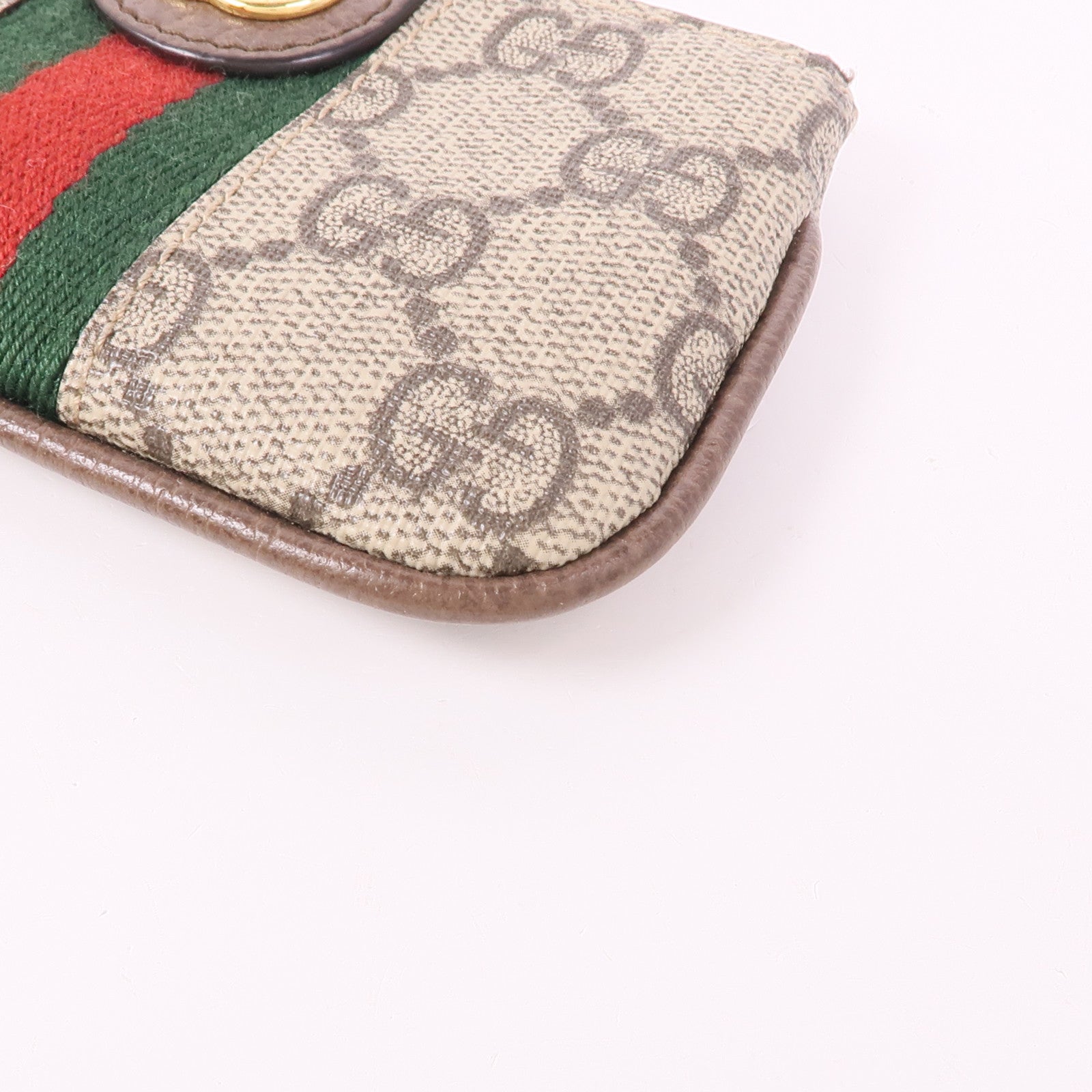 GUCCI GG GHW Ophidia Key Case 671722 Coated Canvas Brown