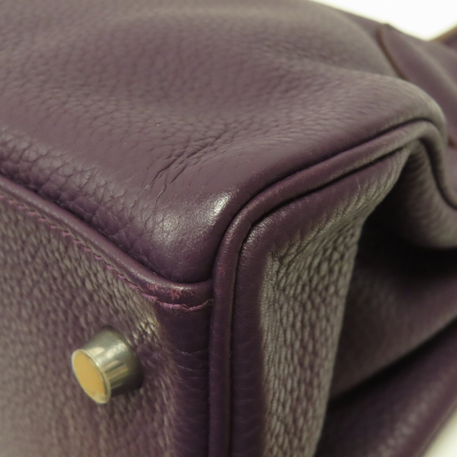 HERMES Togo皮革Shoulder Kelly銀扣肩背袋紫色