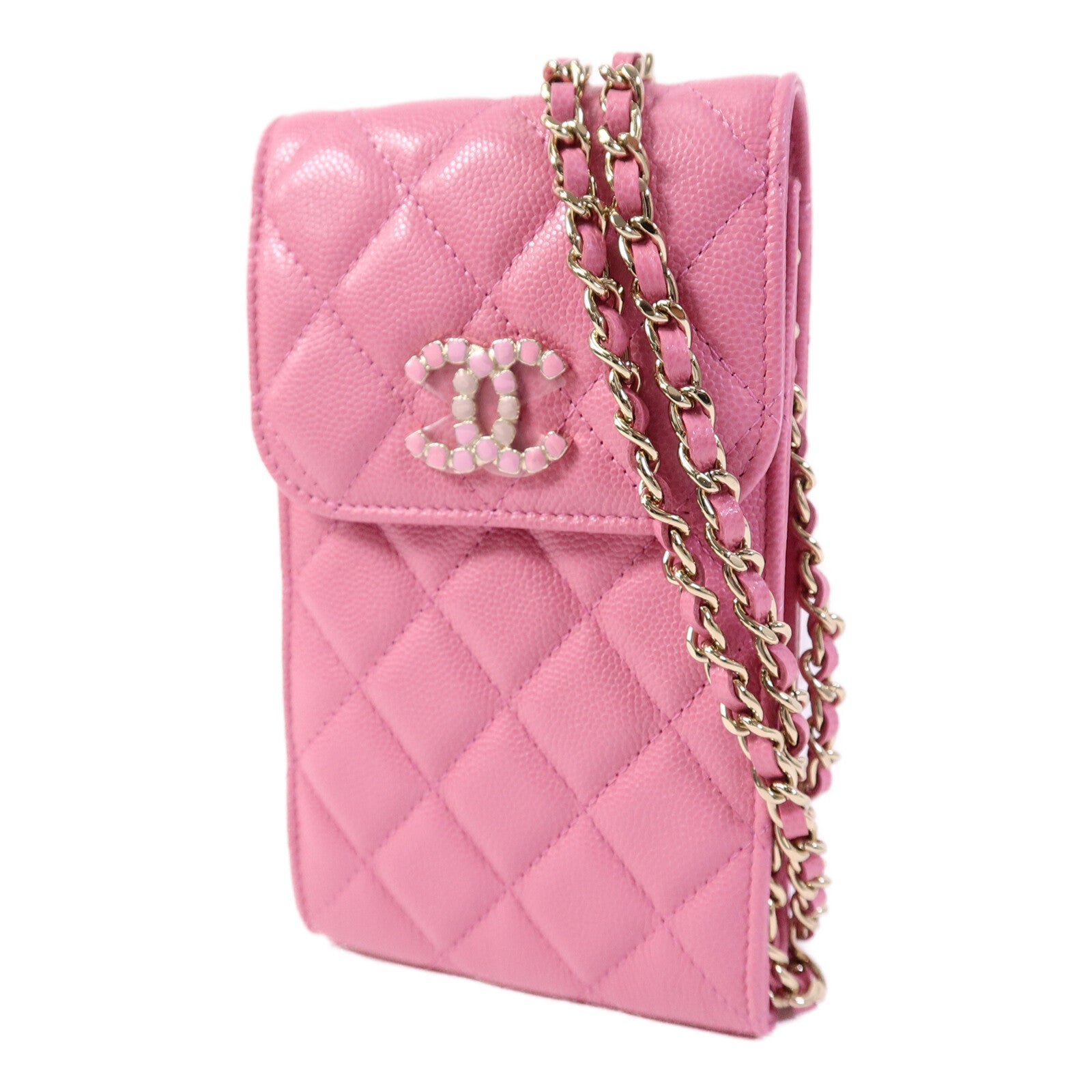 CHANEL 牛皮皮革Phone And AirPods Case with Chain鏈帶肩背袋