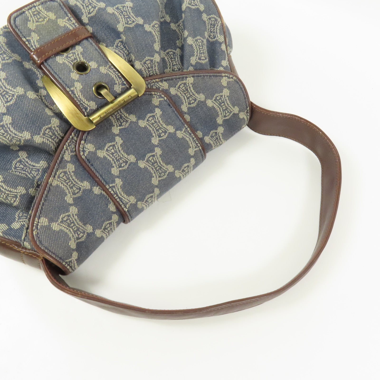 CELINE 牛仔布Shoulder Bag金扣肩背袋