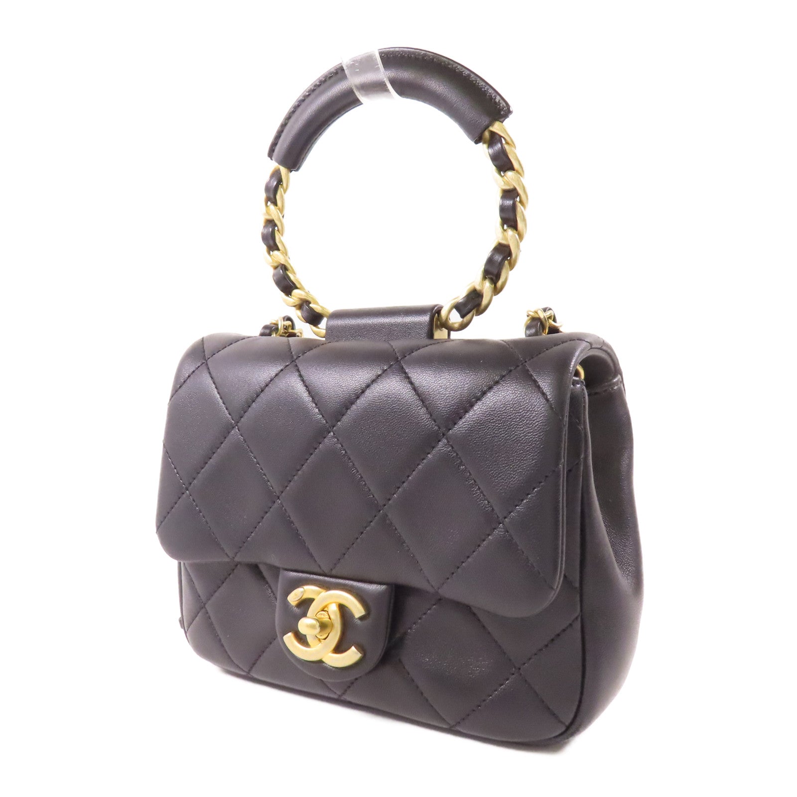 CHANEL 羊皮皮革Matelasse Chain Shoulder金扣鏈帶肩背袋